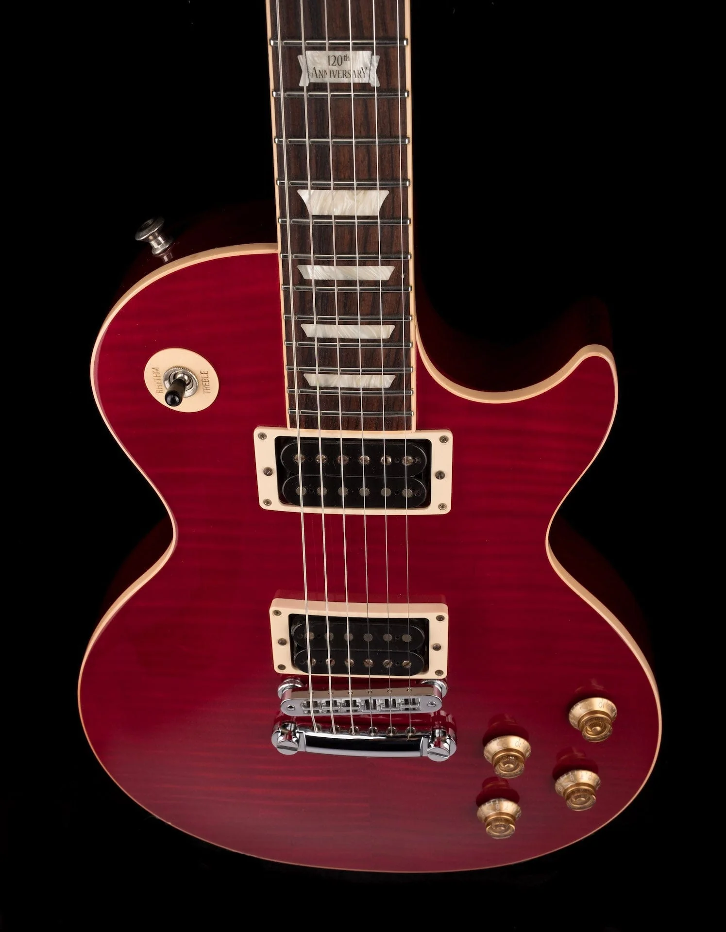 Used Gibson 120th Anniversary Les Paul Standard Plus AAAA Flametop Brilliant Red with OHSC - Image 4