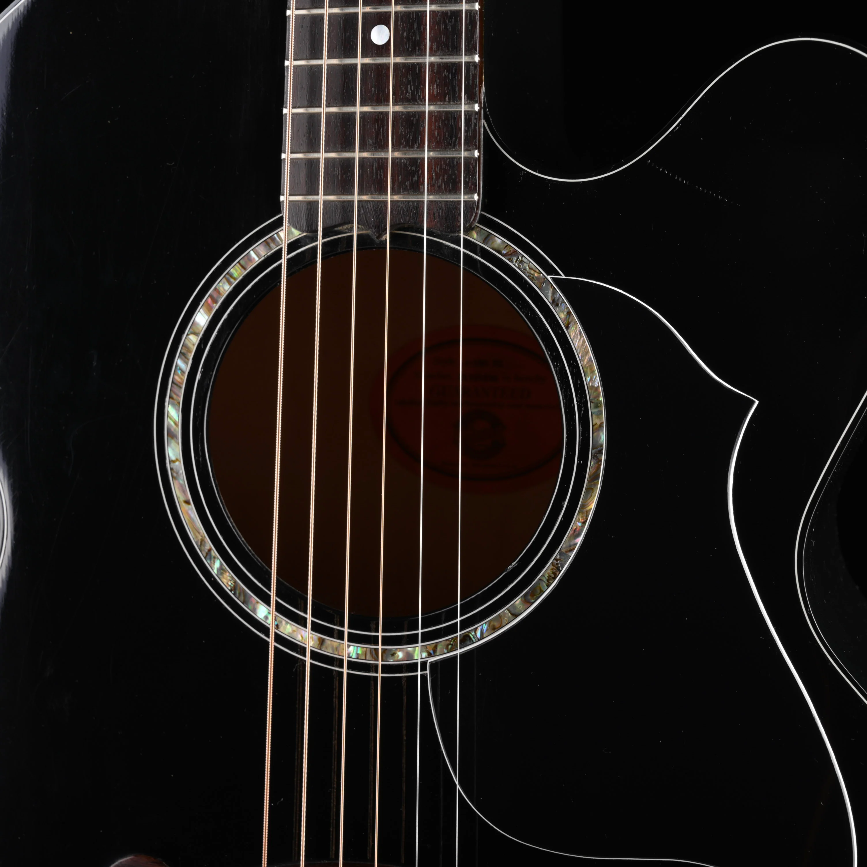 Used Gibson J-180EC Ebony Acoustic Electric Guitar With OHSC - Image 3