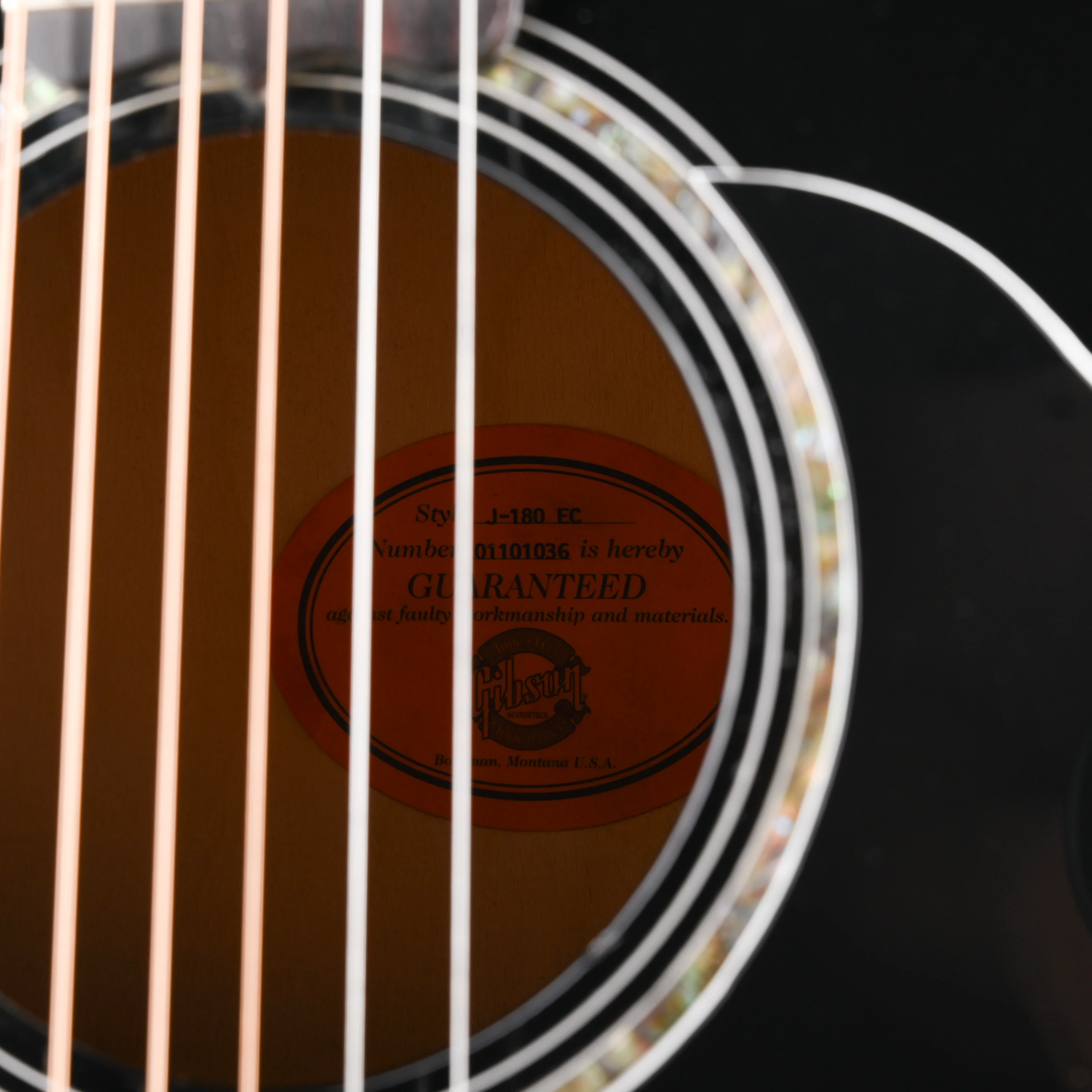 Used Gibson J-180EC Ebony Acoustic Electric Guitar With OHSC - Image 4