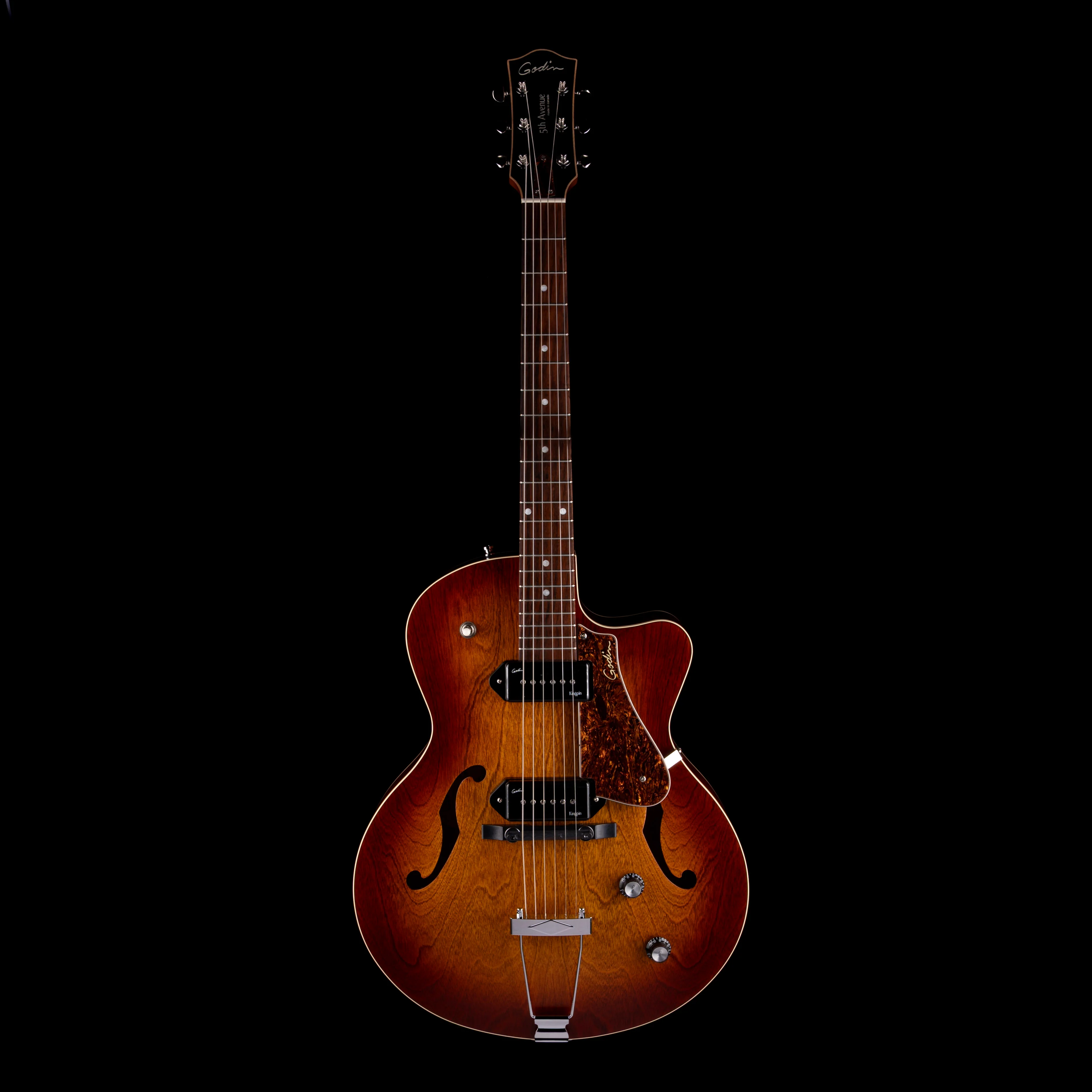 Used Godin 5th Avenue Kingpin Cognac Burst 2-P90 With Gig Bag - Image 2