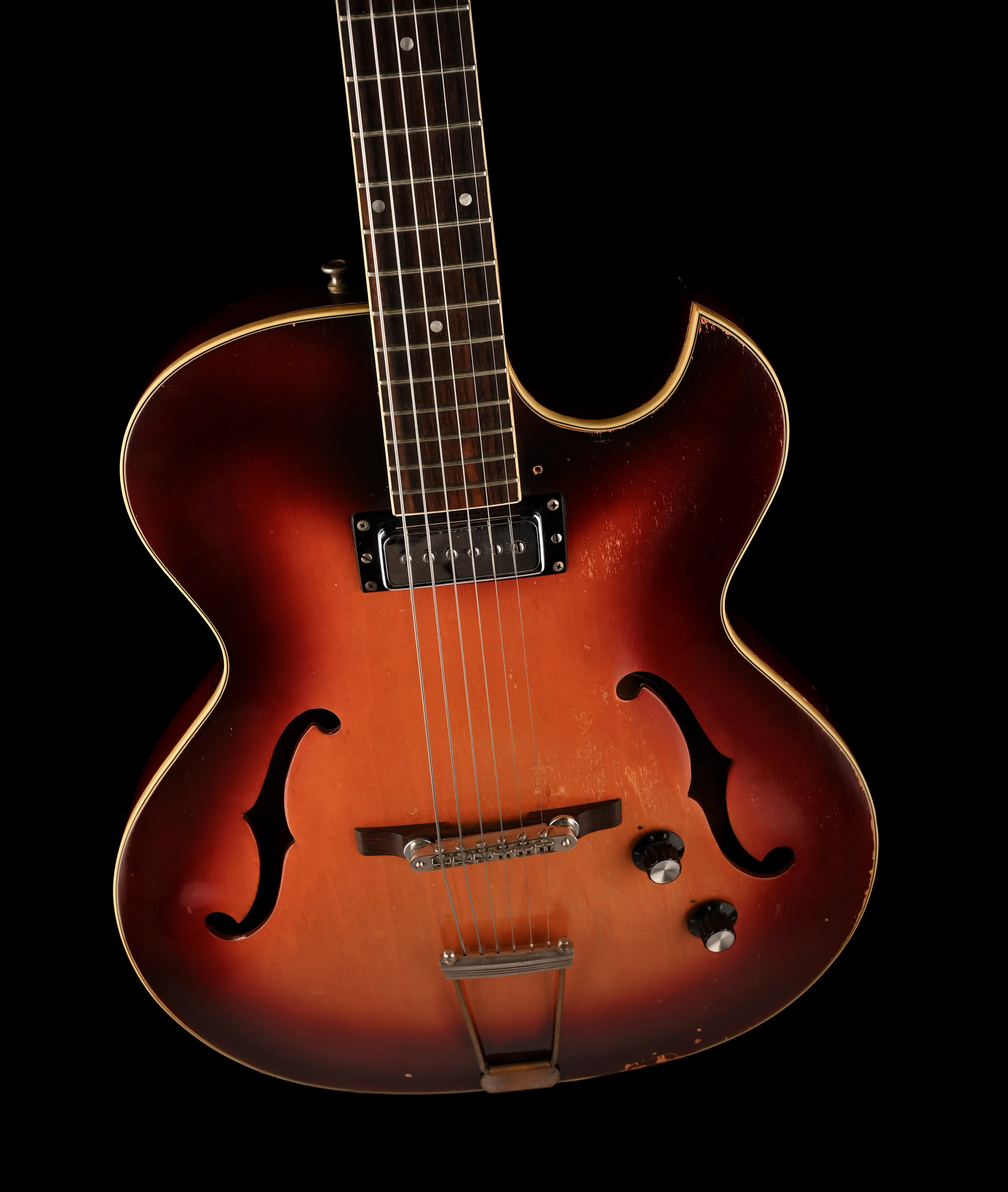 Vintage 1964 Guild T-100 Tri-Color Sunburst With Case - Image 4