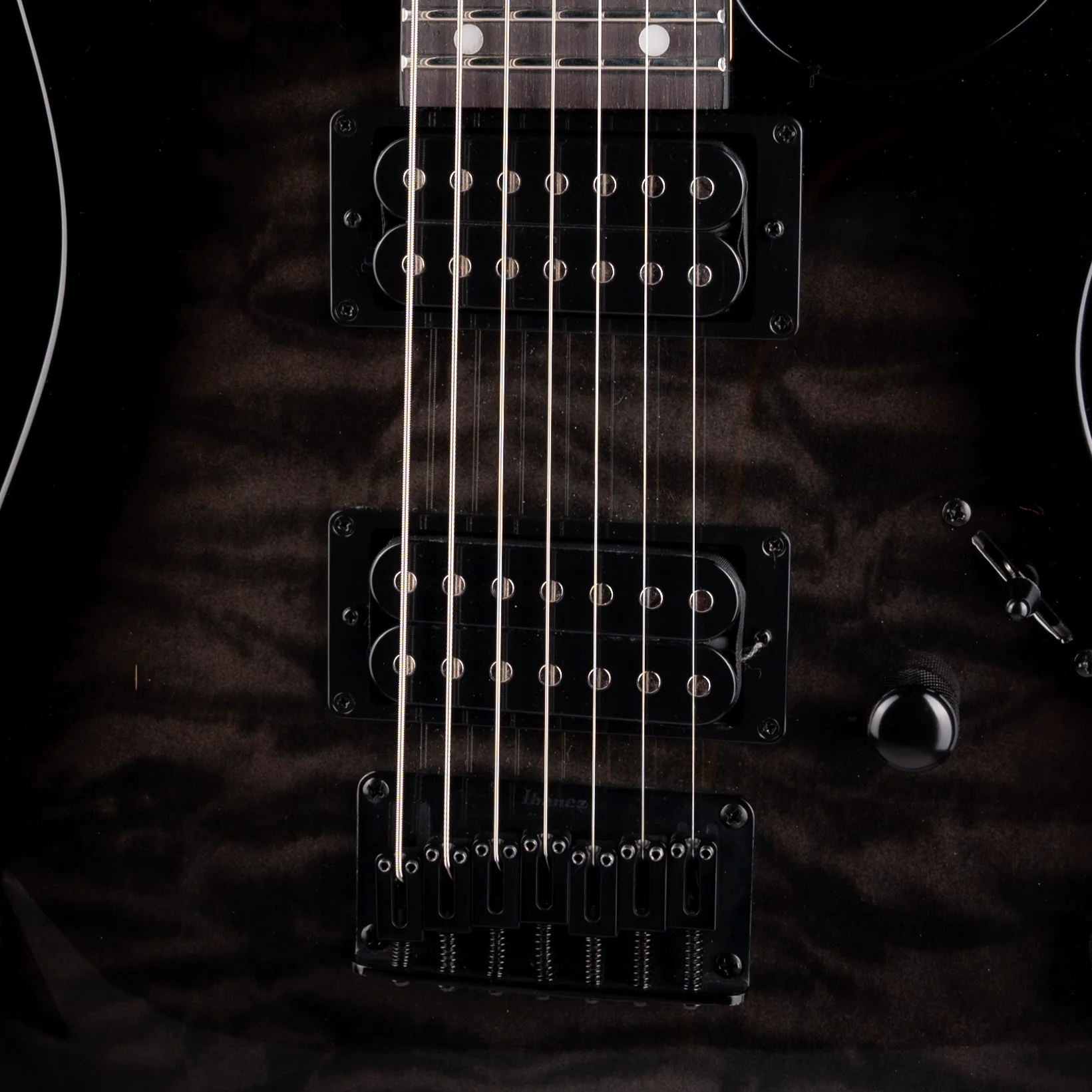 Used Ibanez GIO GRG7221QA 7-String Electric Guitar Trans Black With Gig Bag - Image 4