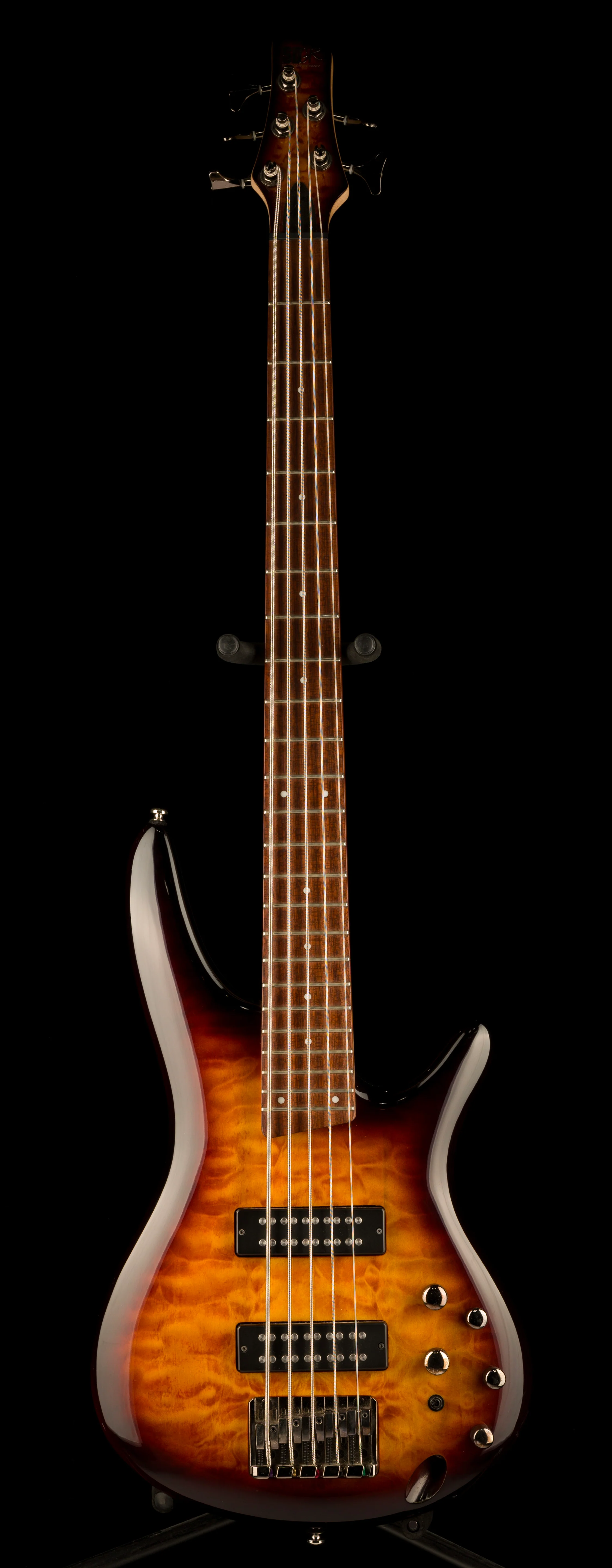 Used Ibanez SR405EQM SR Standard 5-String Bass Quilted Maple Dragon Eye Burst - Image 2