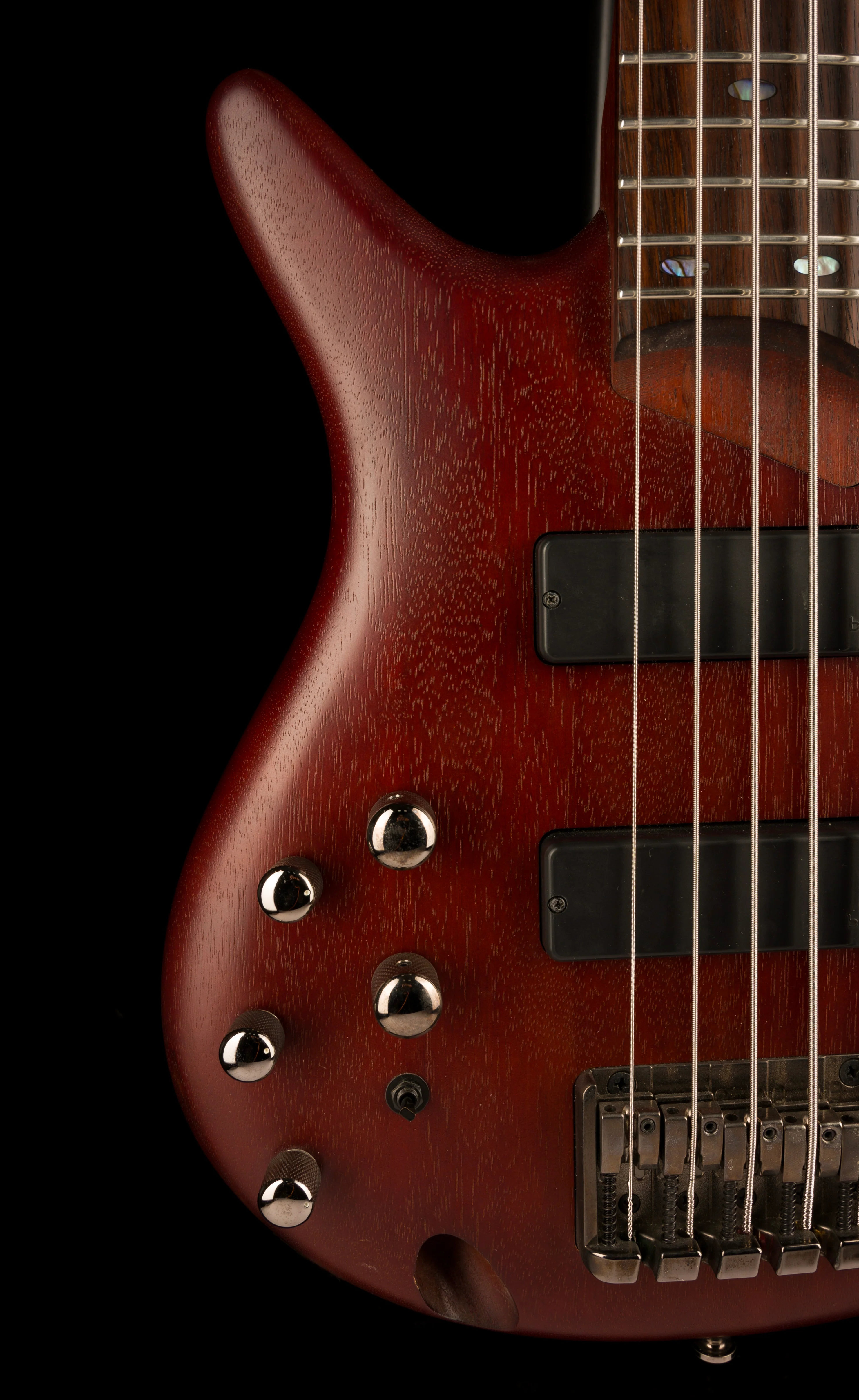Used Ibanez SR505L Left-Handed 5-String Electric Bass Mahogany with Gig Bag - Image 9