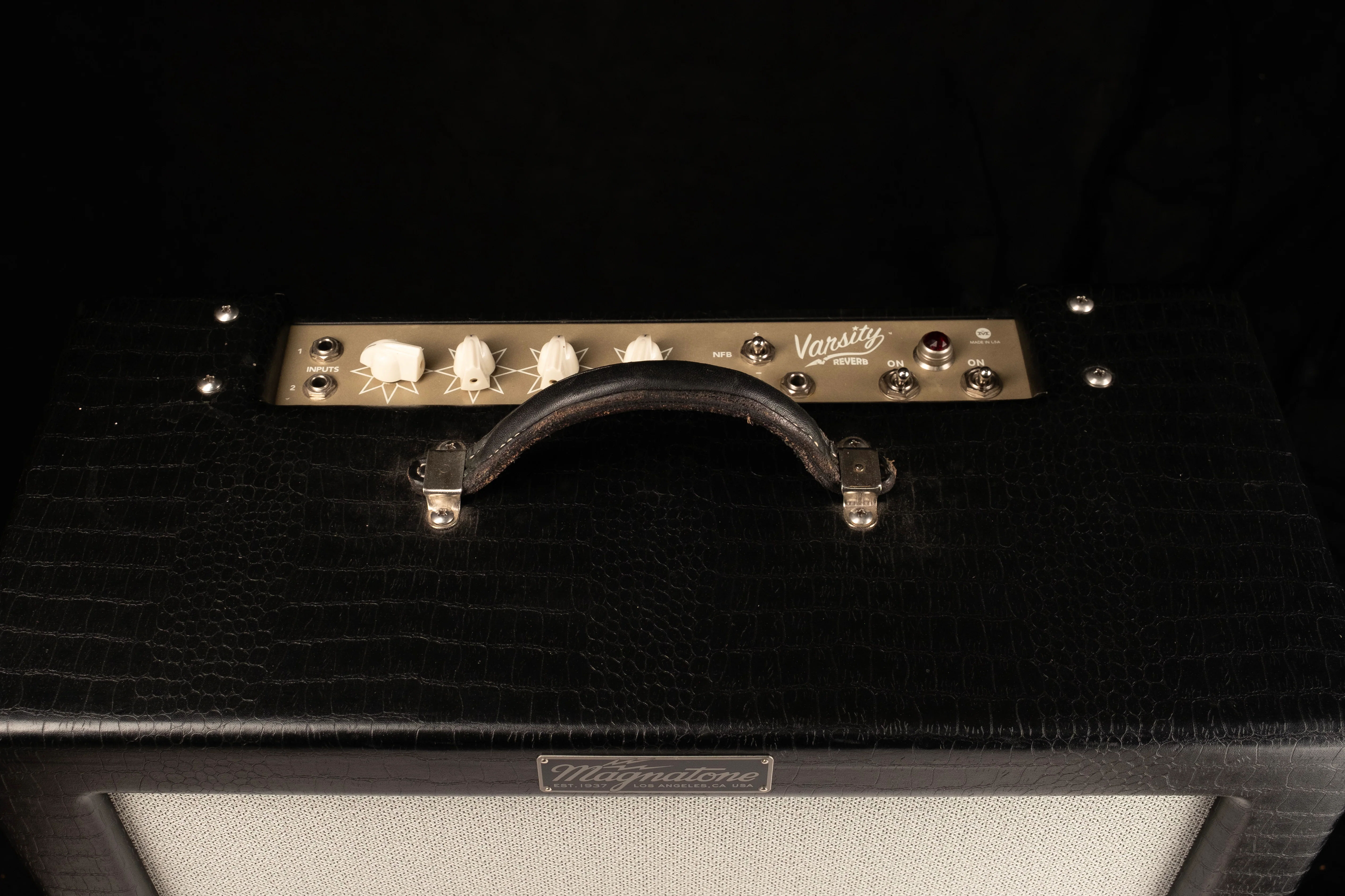 Used Magnatone Varsity Reverb Black Tolex TV Front Guitar Amp Combo With Tuki Cover - Image 2