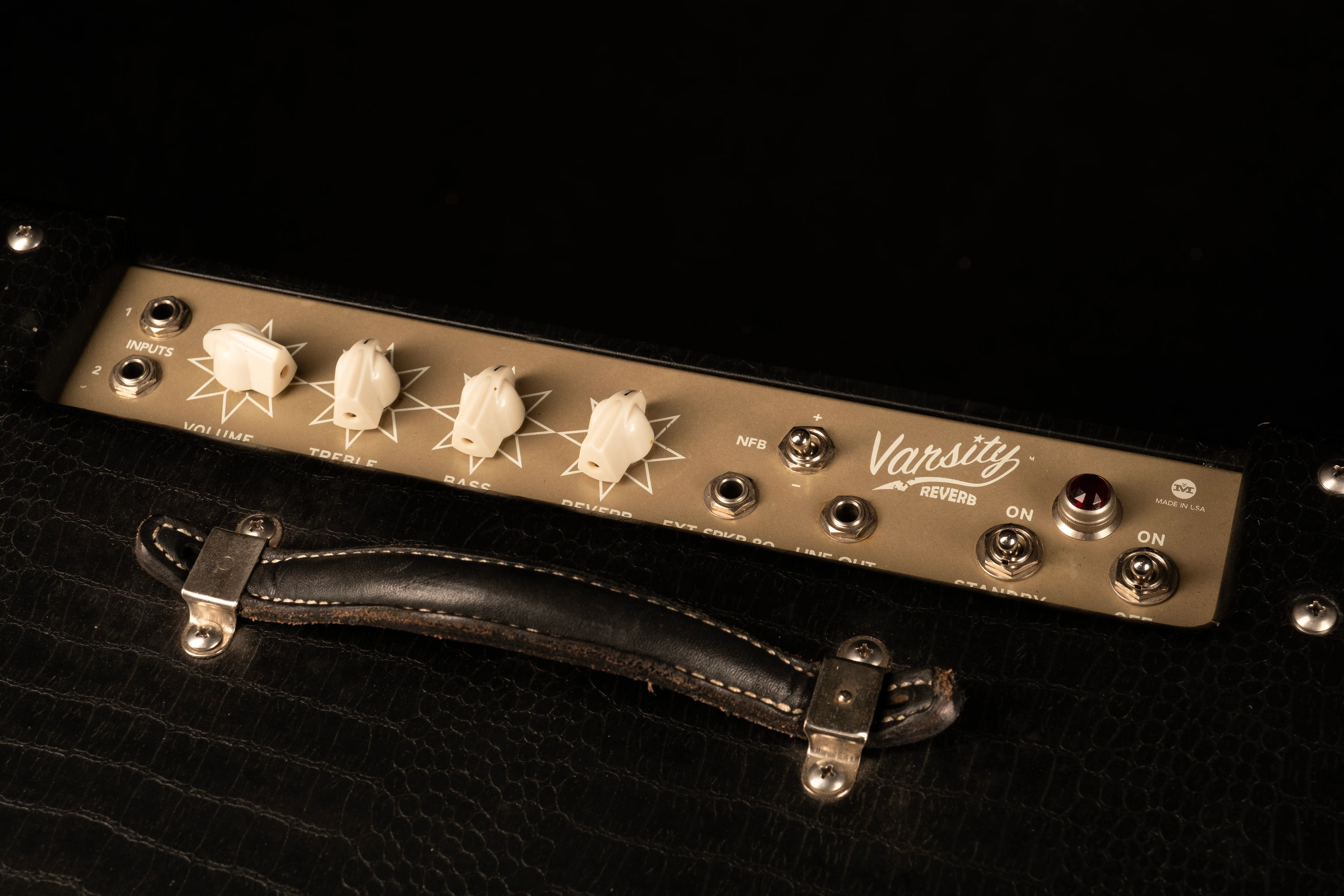 Used Magnatone Varsity Reverb Black Tolex TV Front Guitar Amp Combo With Tuki Cover - Image 3