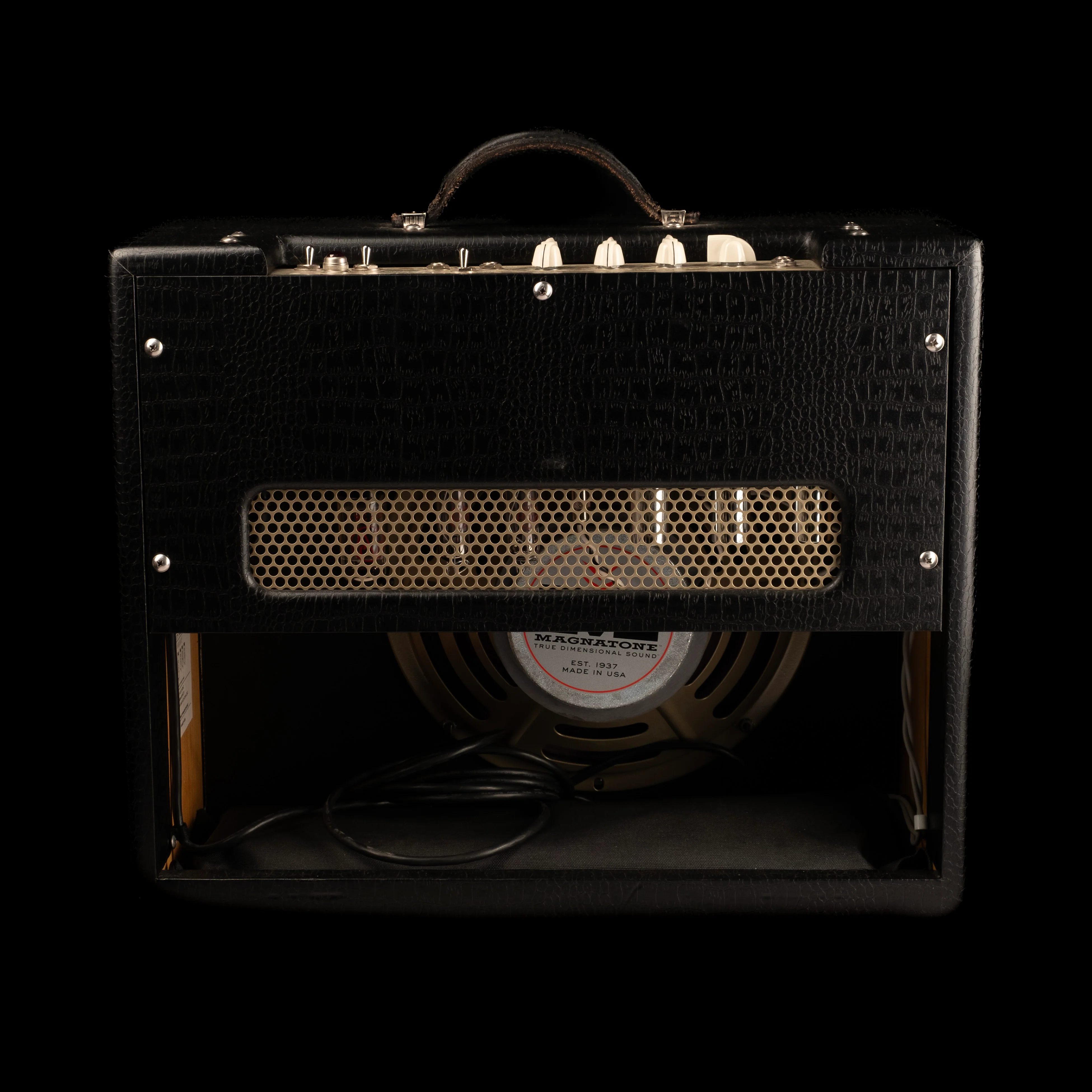 Used Magnatone Varsity Reverb Black Tolex TV Front Guitar Amp Combo With Tuki Cover - Image 7