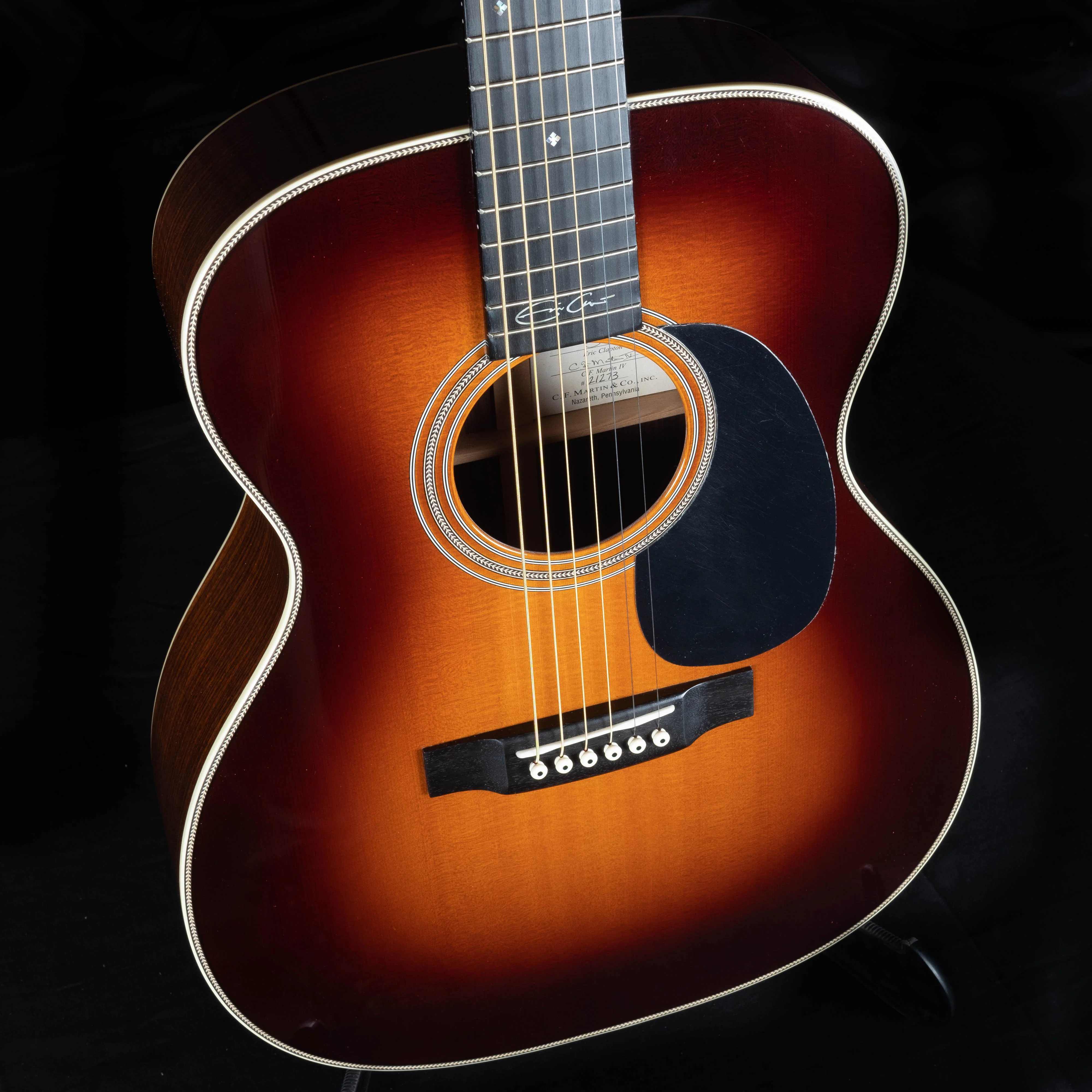 Used '17 Martin 000-28EC Eric Clapton Signature Model Sunburst Acoustic Guitar w OHSC - Image 9