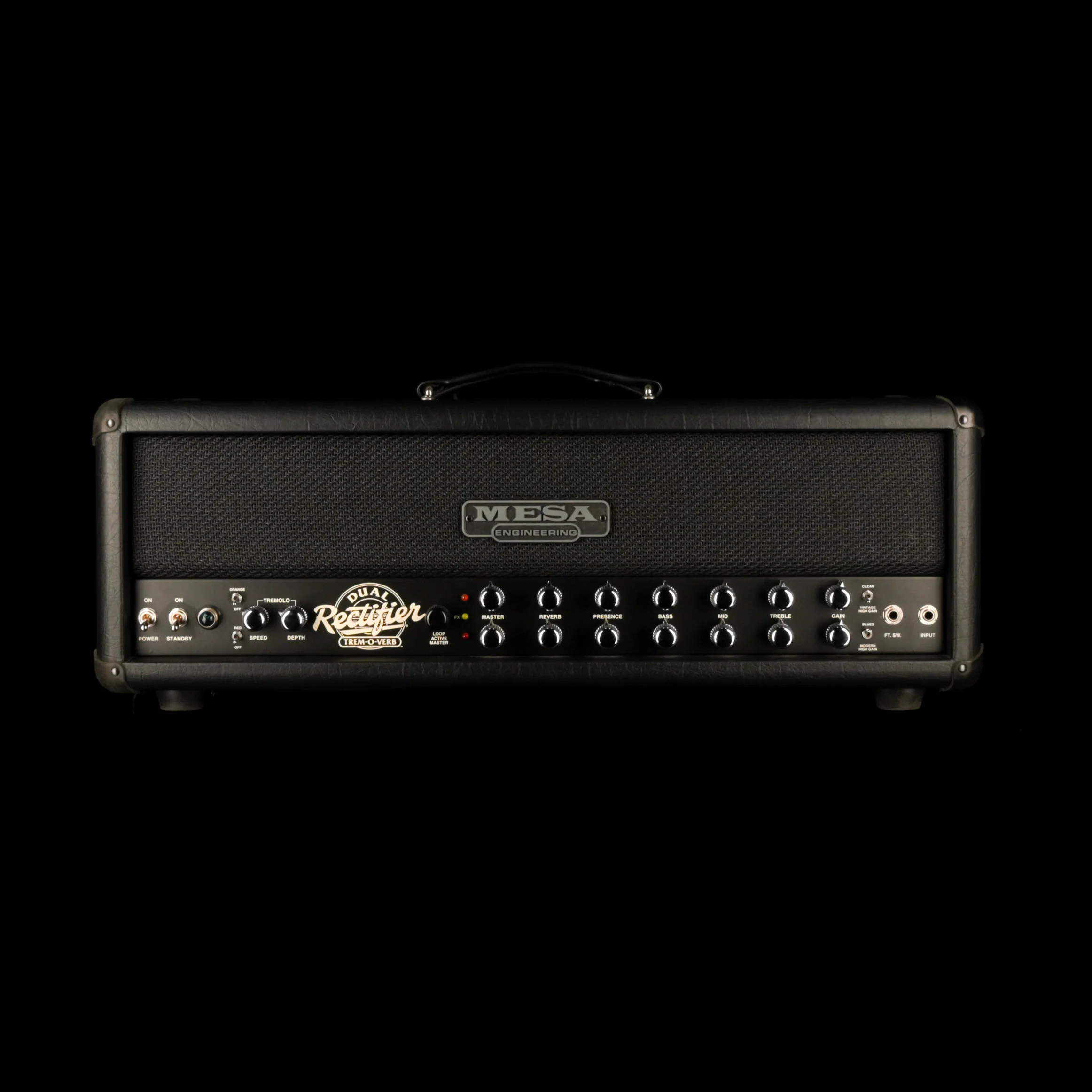 Used Mesa-Boogie Dual Rectifier Trem-O-Verb Amplifier Head w/ Footswitch & Cover