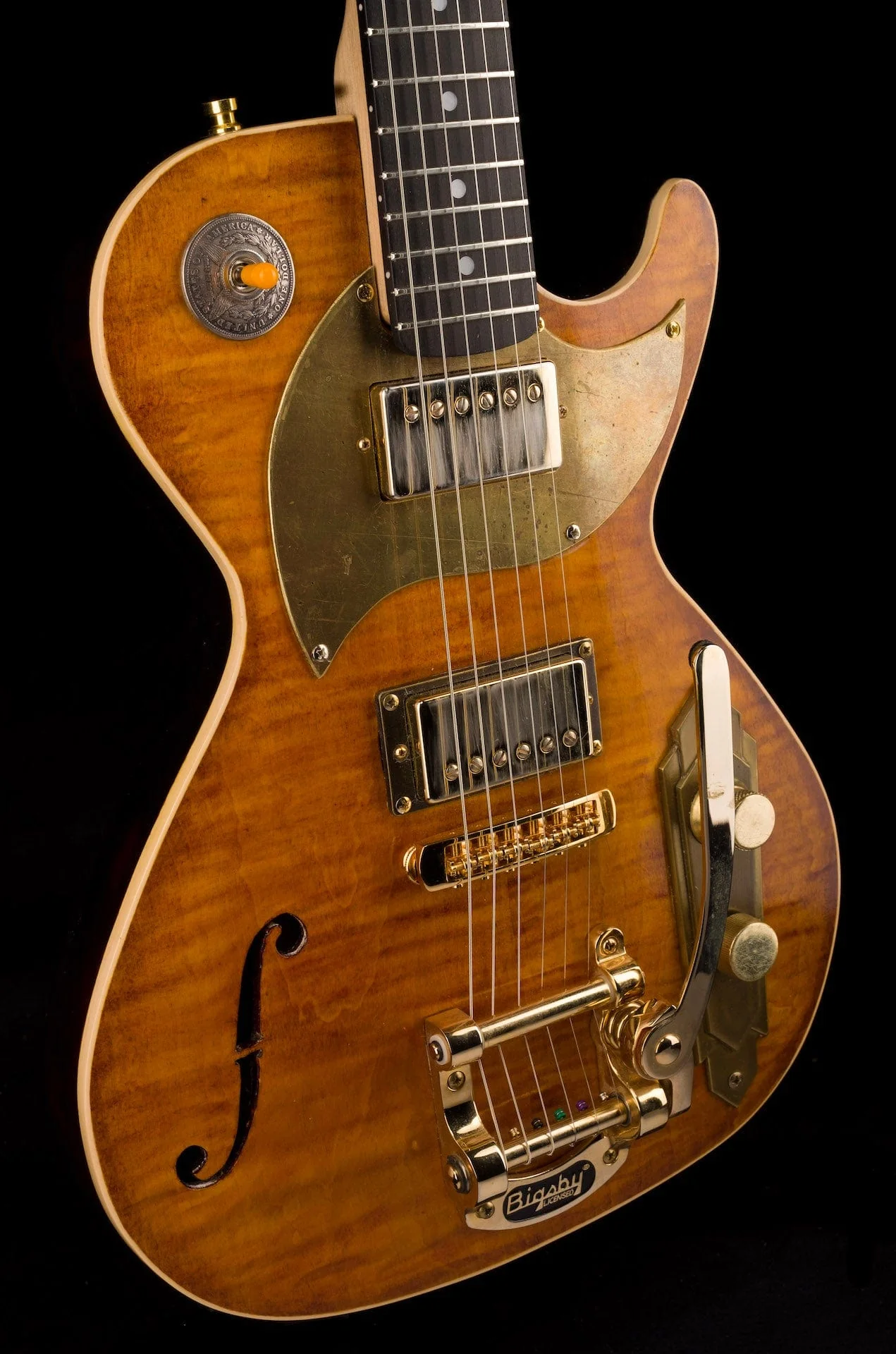 Used Postal Delta Zephyr Flamed Antique Burst Electric Guitar With OHSC - Image 12