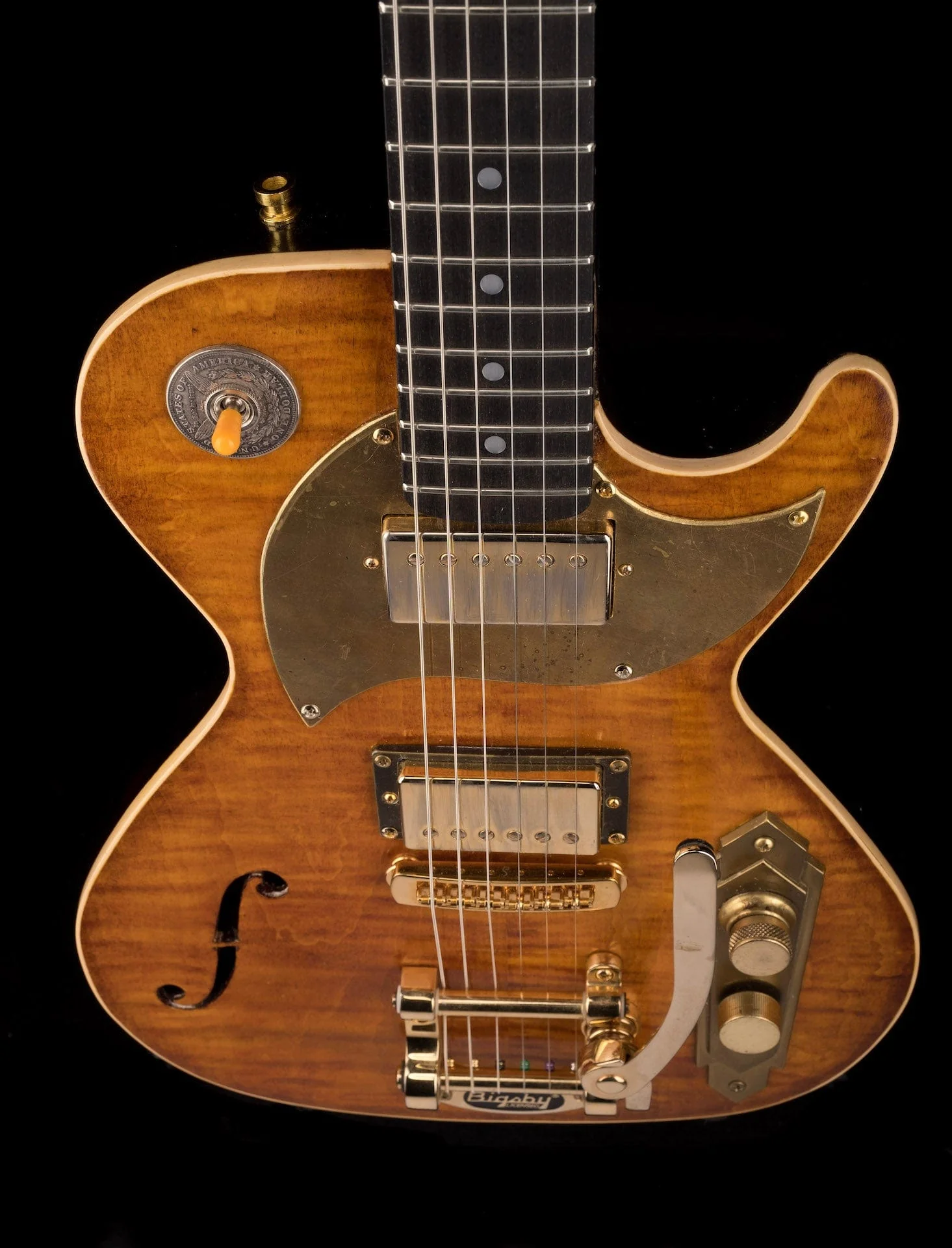 Used Postal Delta Zephyr Flamed Antique Burst Electric Guitar With OHSC - Image 4