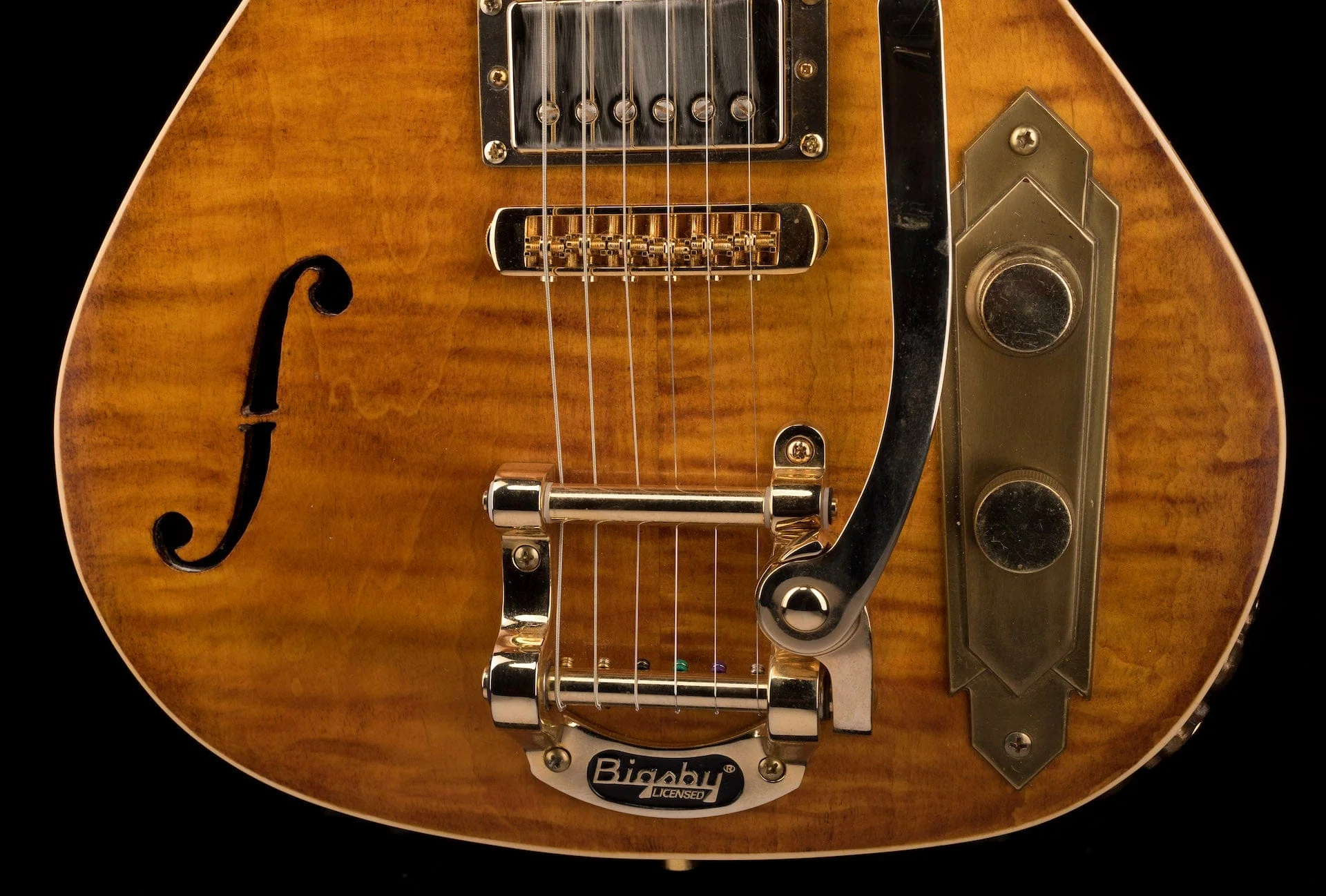 Used Postal Delta Zephyr Flamed Antique Burst Electric Guitar With OHSC - Image 5