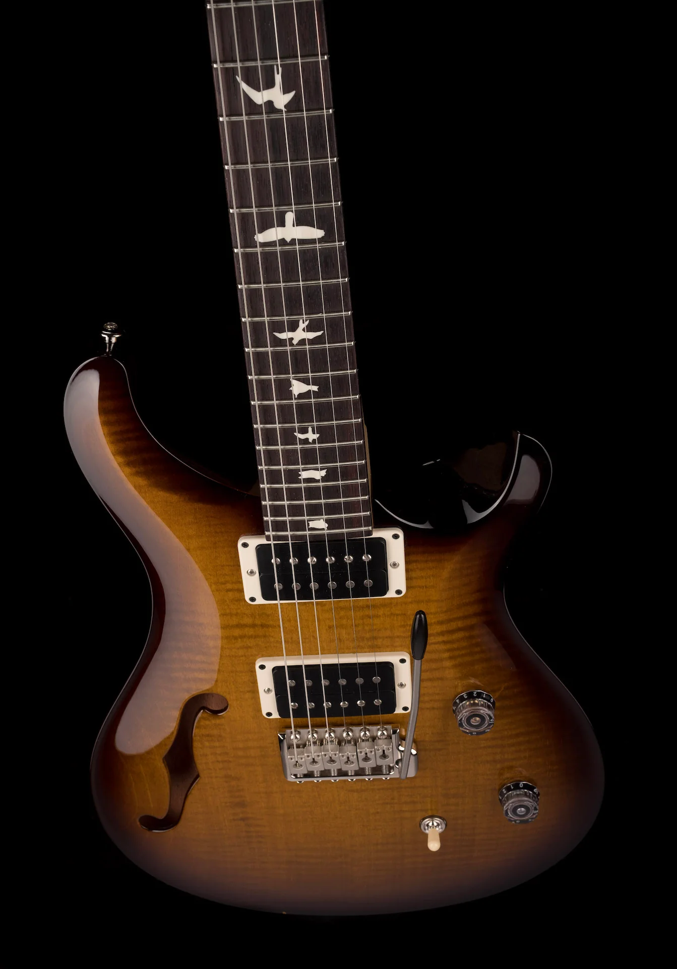 Used PRS CE24 Semi-Hollow Black Amber With Gig Bag - Image 4