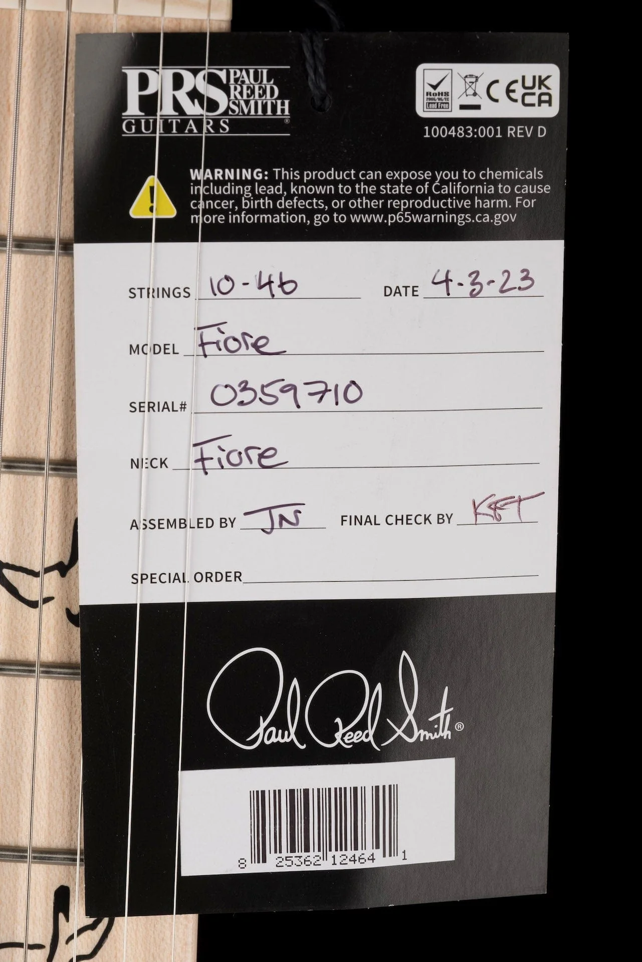 Used PRS Fiore Larkspur with Gig Bag - Serial # 0359710 - Image 18