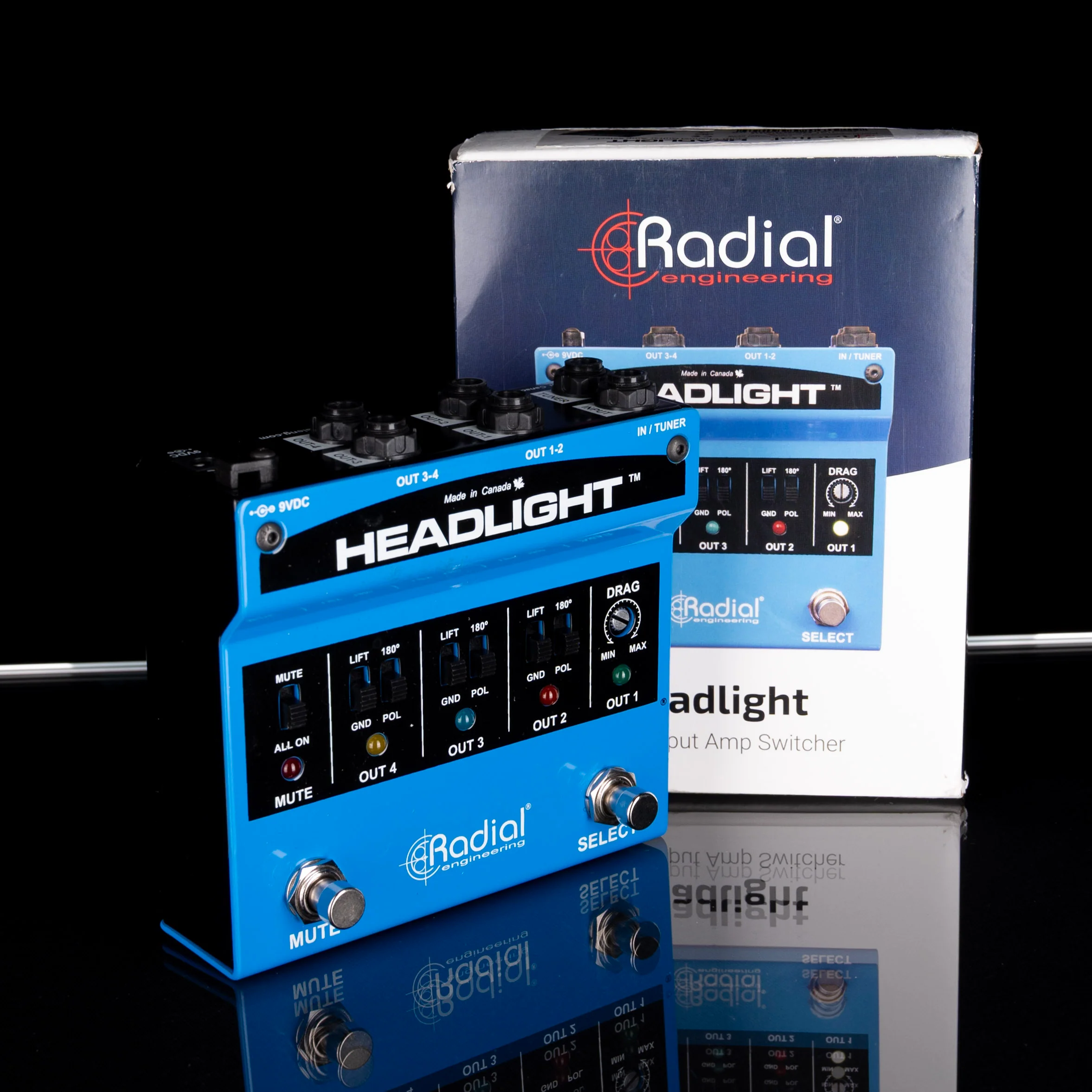 Used Radial Engineering Headlight Four Output Guitar Amp Selector With Box