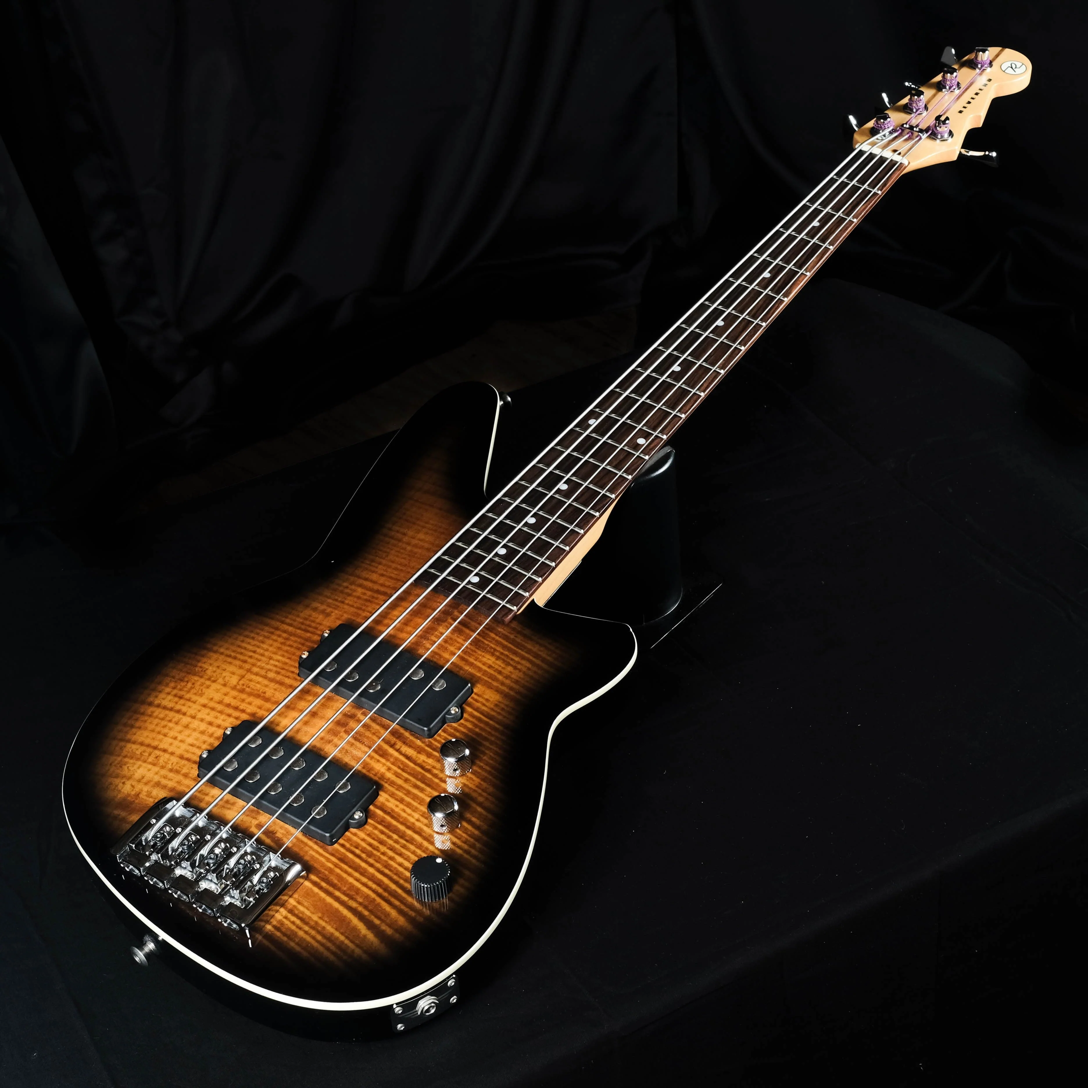 Used Reverend Mercalli 5FM Coffeeburst Flame Maple Bass Guitar With Case - Image 3