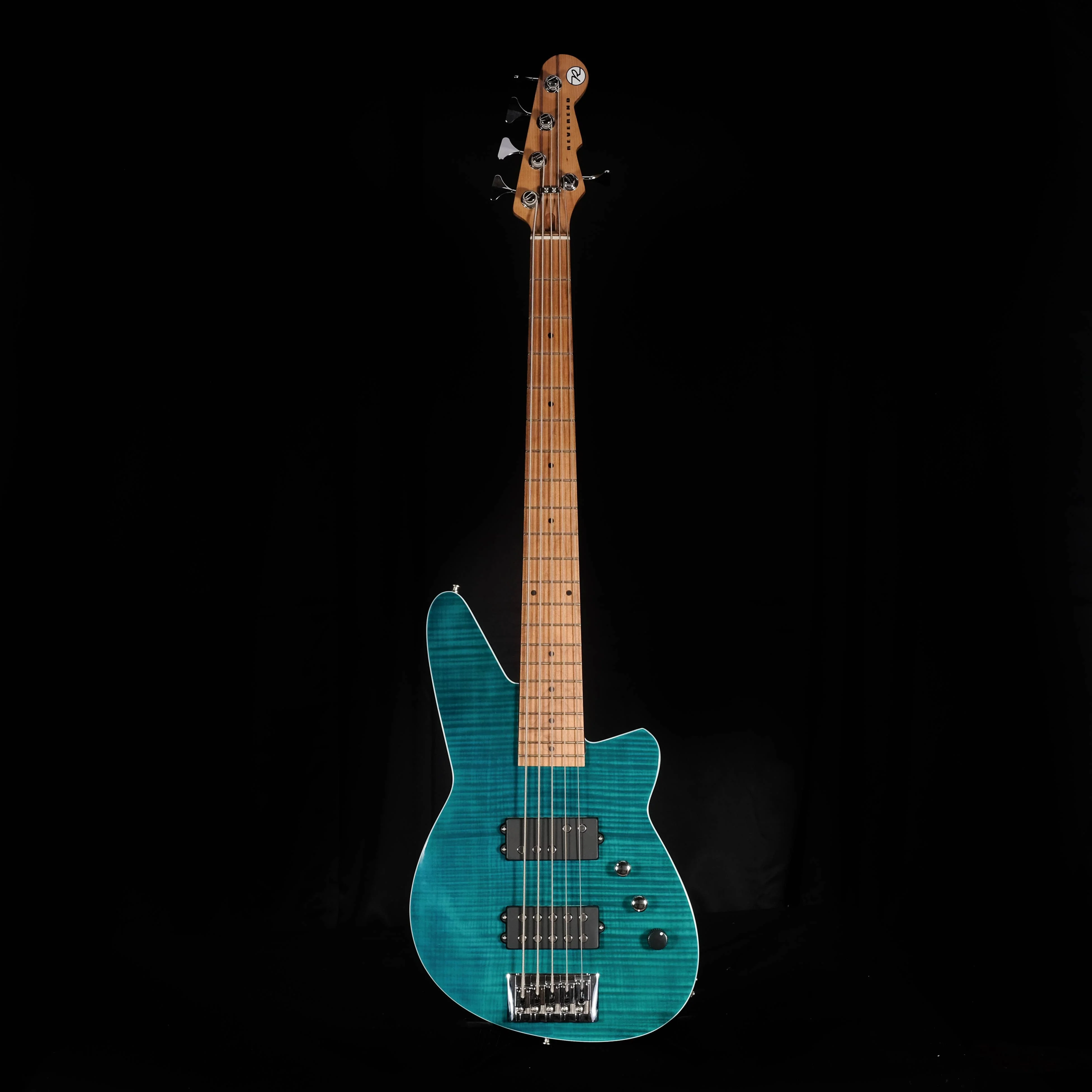 Used Reverend Mercalli 5FM 5 String Electric Bass Guitar Turquoise Flame Maple - Image 2