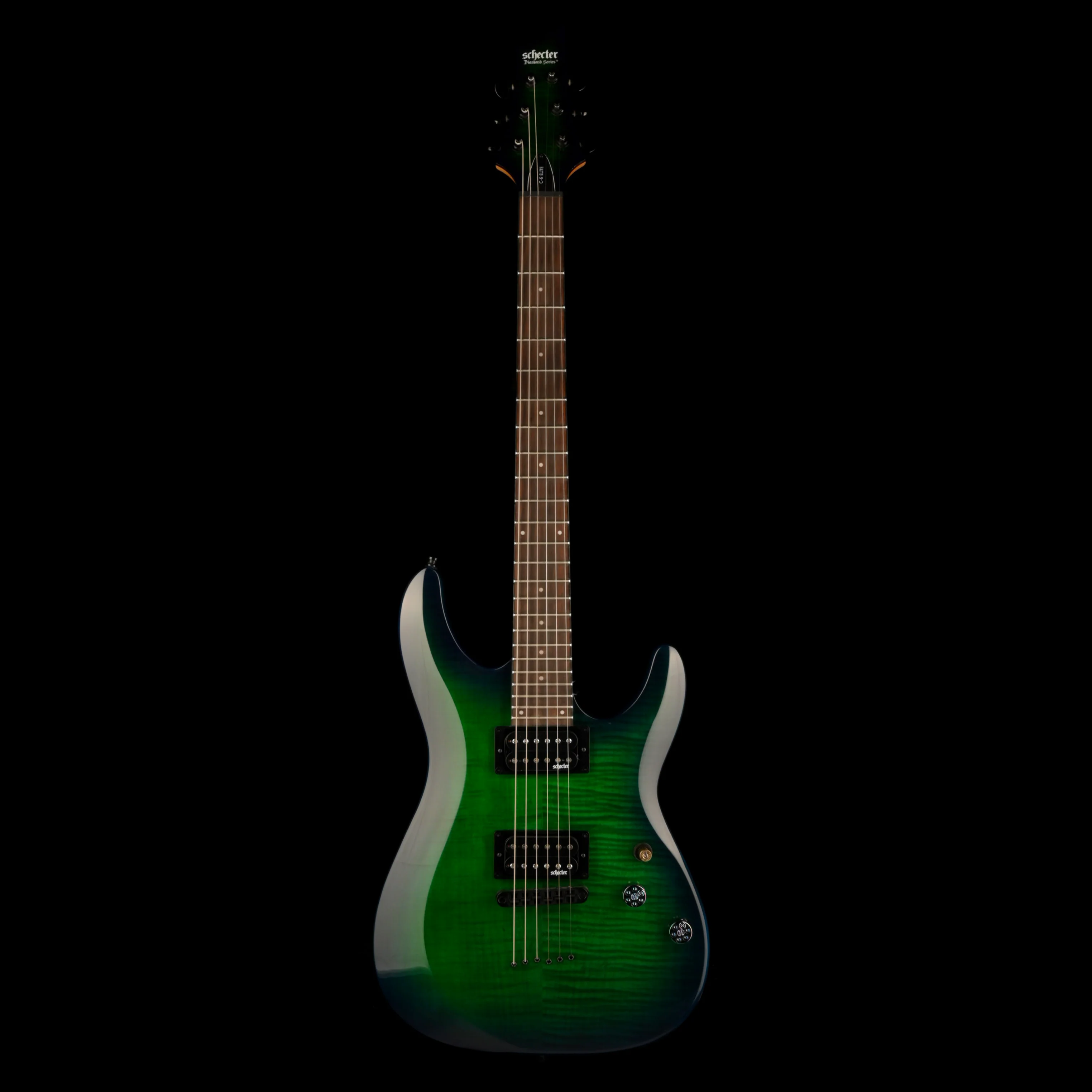 Used Schecter Elite C-6 Aqua Burst Electric Guitar With Gig Bag - Image 2