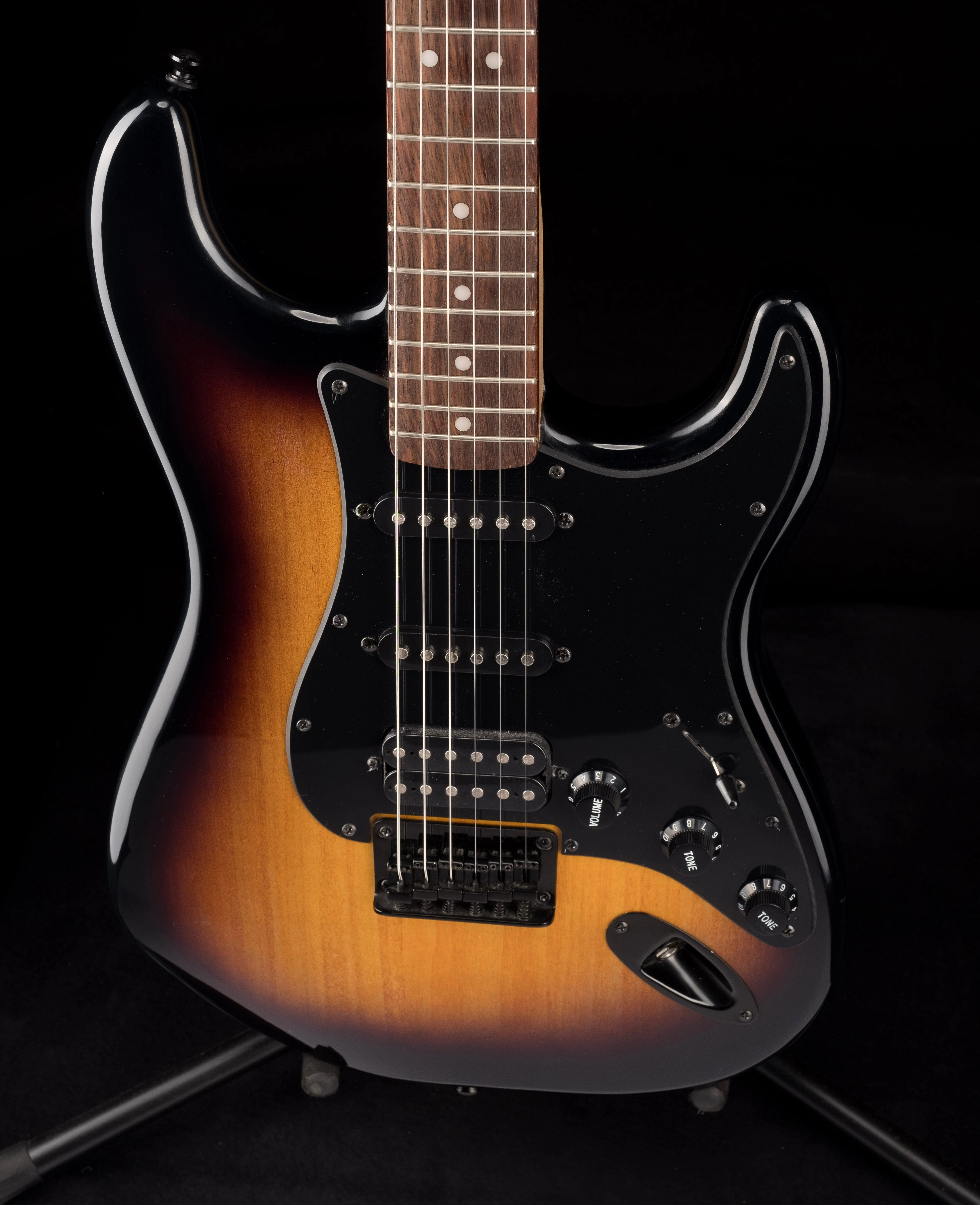 Used Squier Bullet Stratocaster HSS Hardtail 2-Tone Sunburst Electric Guitar - Image 4