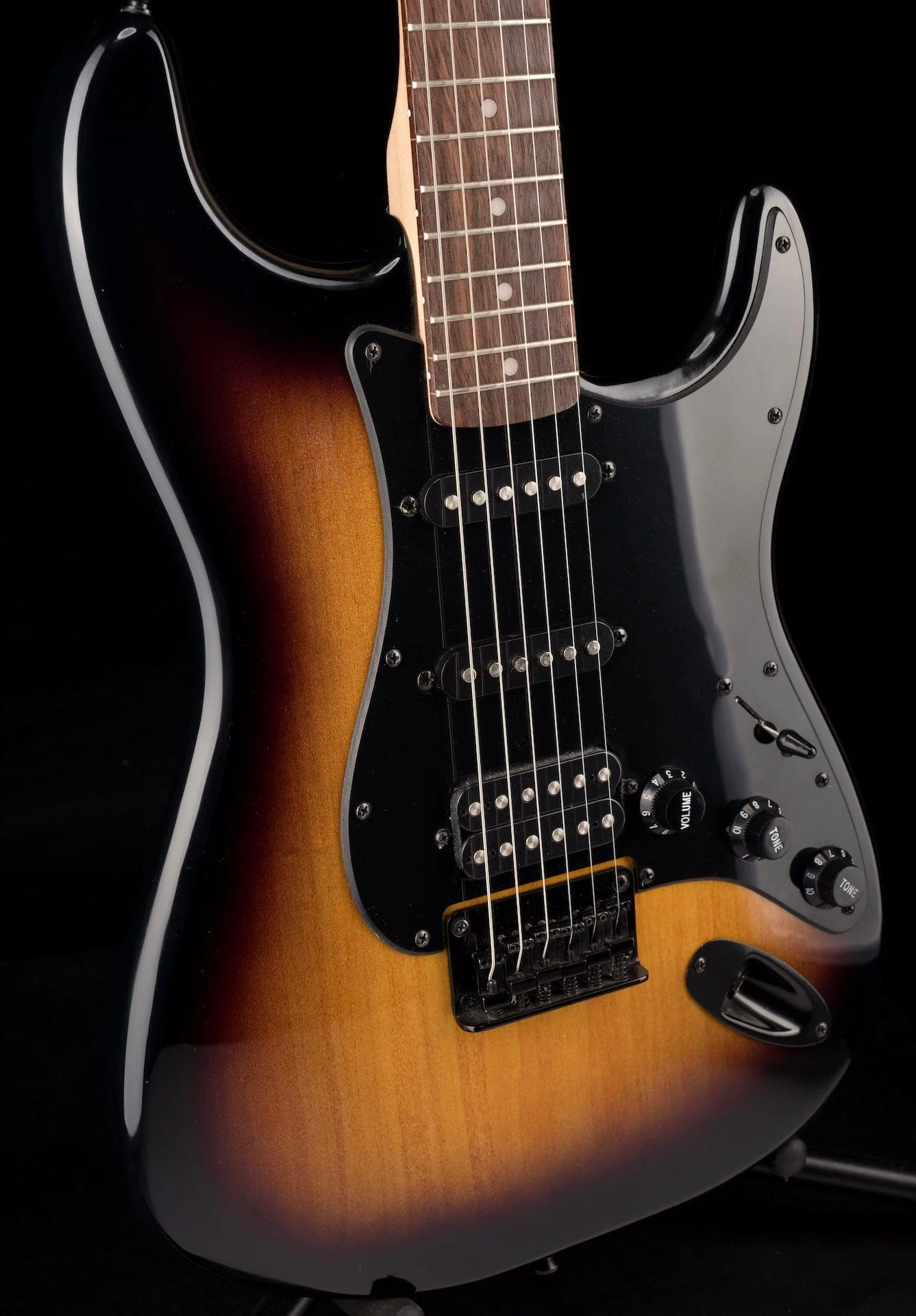 Used Squier Bullet Stratocaster HSS Hardtail 2-Tone Sunburst Electric Guitar - Image 8