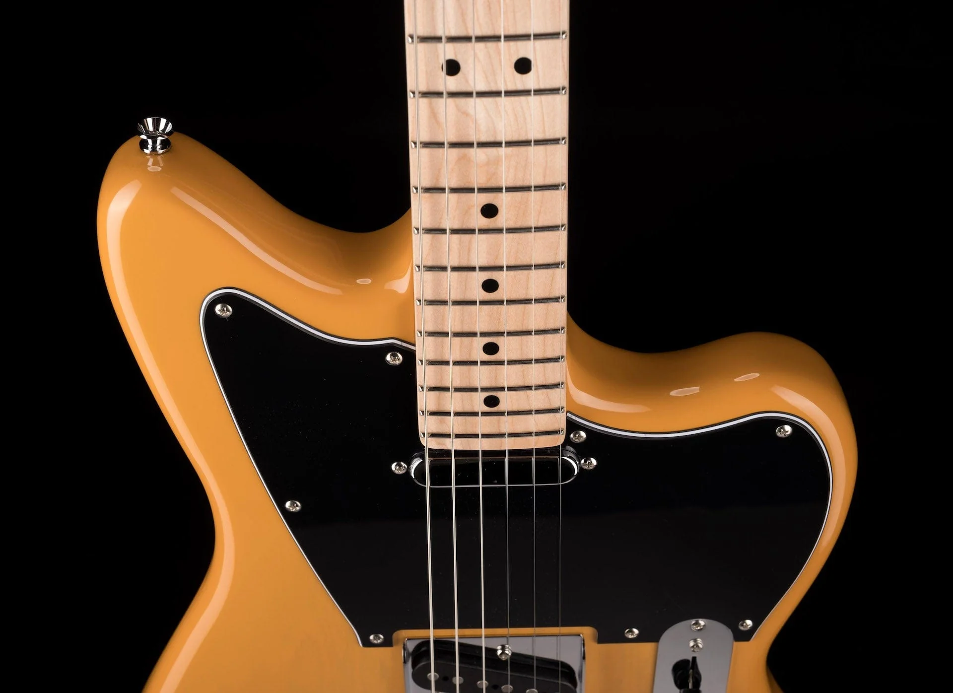 Used Squier Paranormal Offset Telecaster Black Pickguard Butterscotch Blonde - Image 3