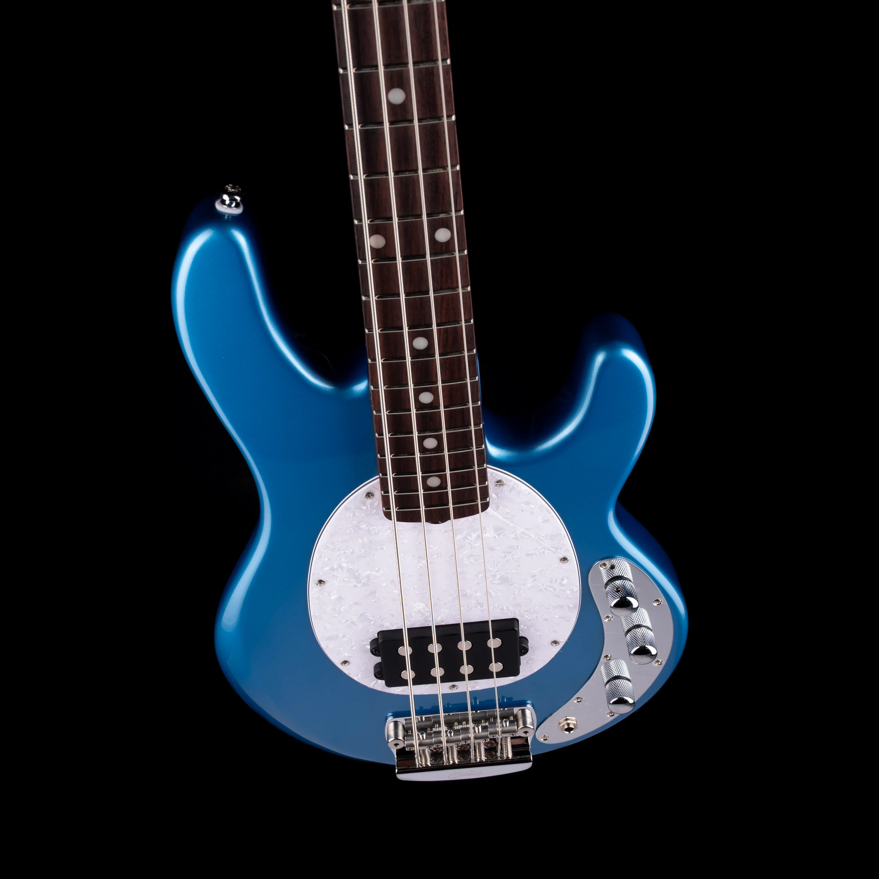 Used Sterling by Music Man StingRay Short Scale Bass Toluca Lake Blue 1 HB With Gig Bag - Image 3