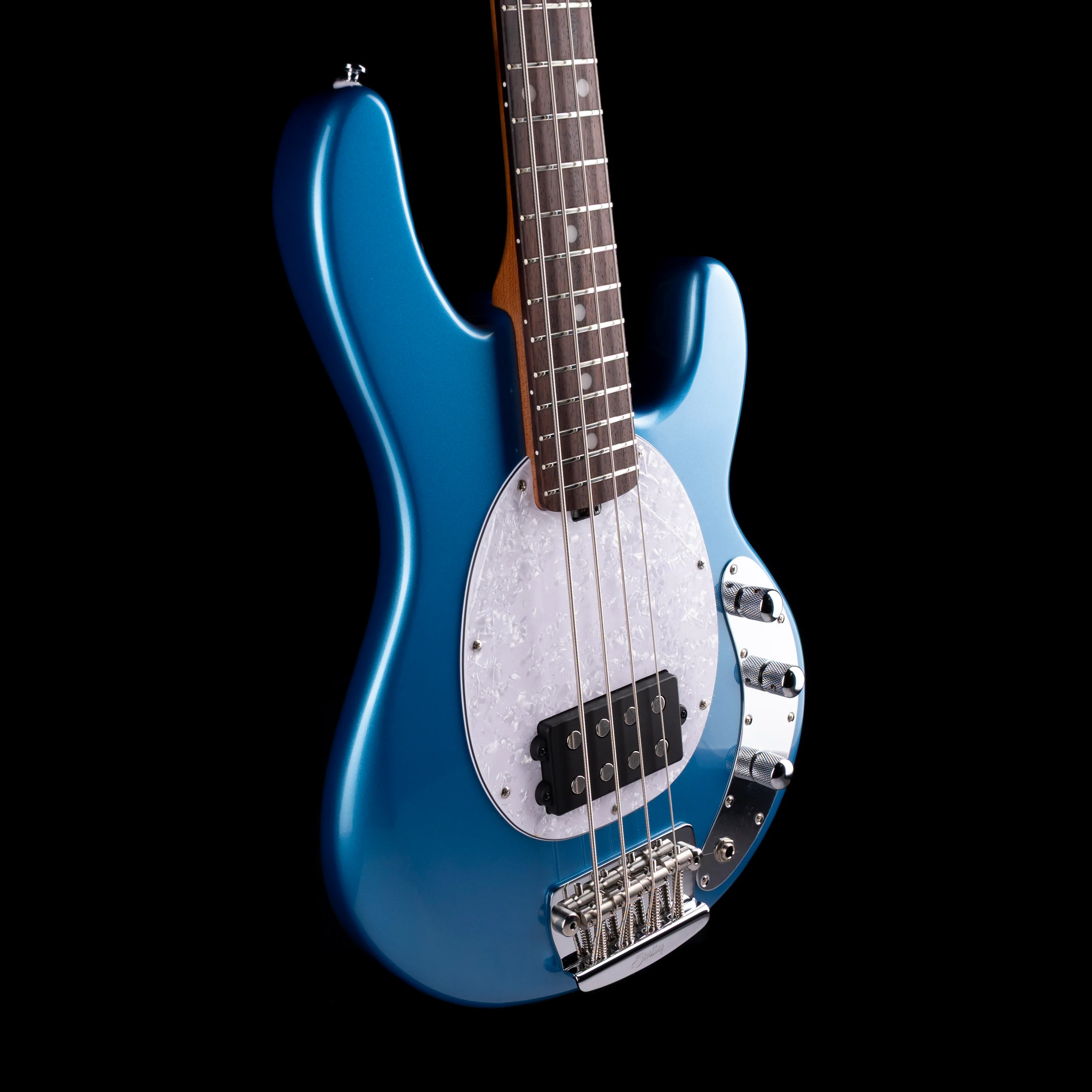 Used Sterling by Music Man StingRay Short Scale Bass Toluca Lake Blue 1 HB With Gig Bag - Image 6