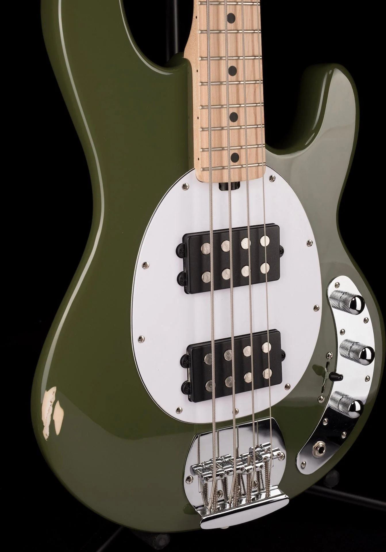 Used Sterling by Music Man SUB Series StingRay HH Bass Olive - Image 12