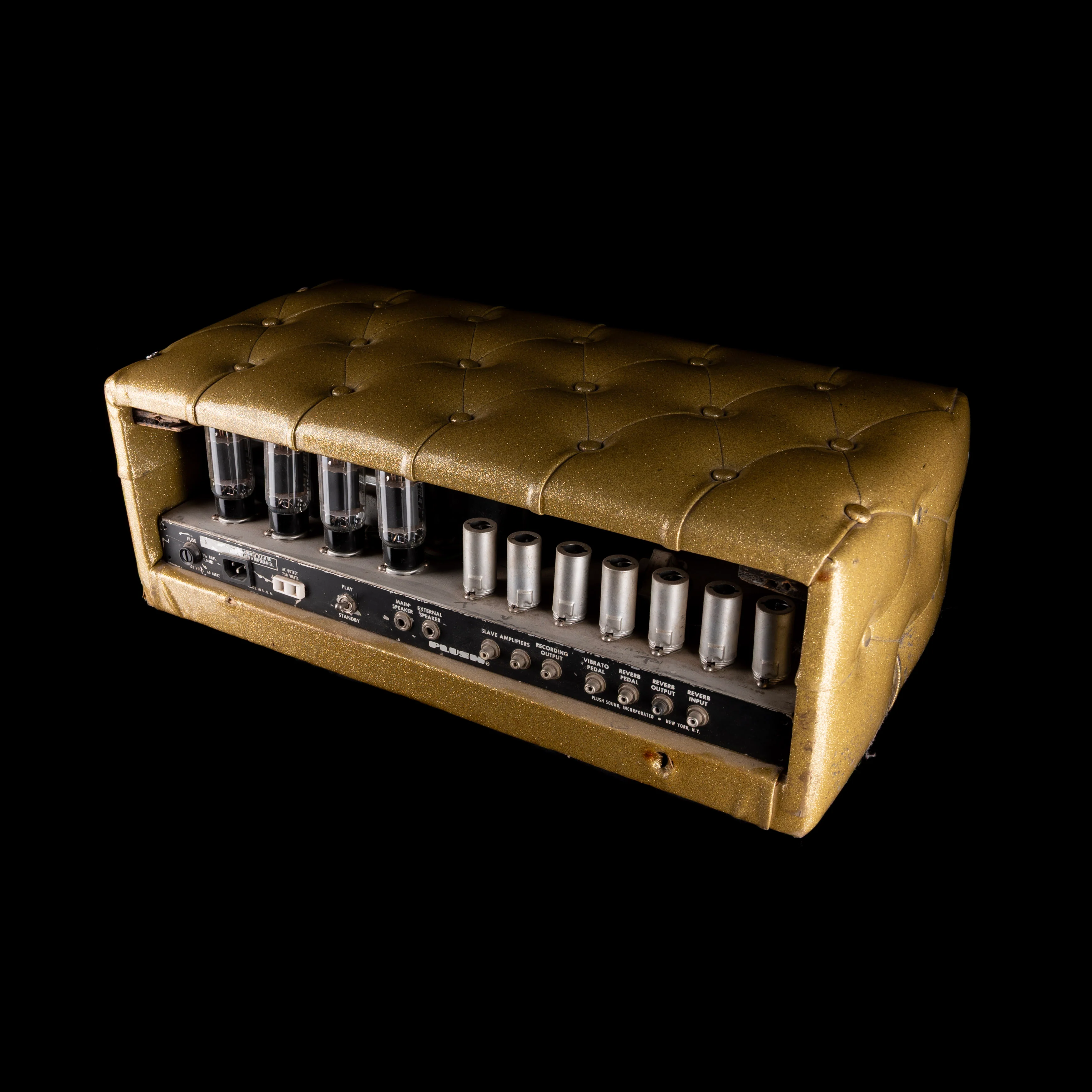 Used Vintage 1960's Plush P1000S Tuck & Roll Gold Tube Guitar Amp Head - Image 10