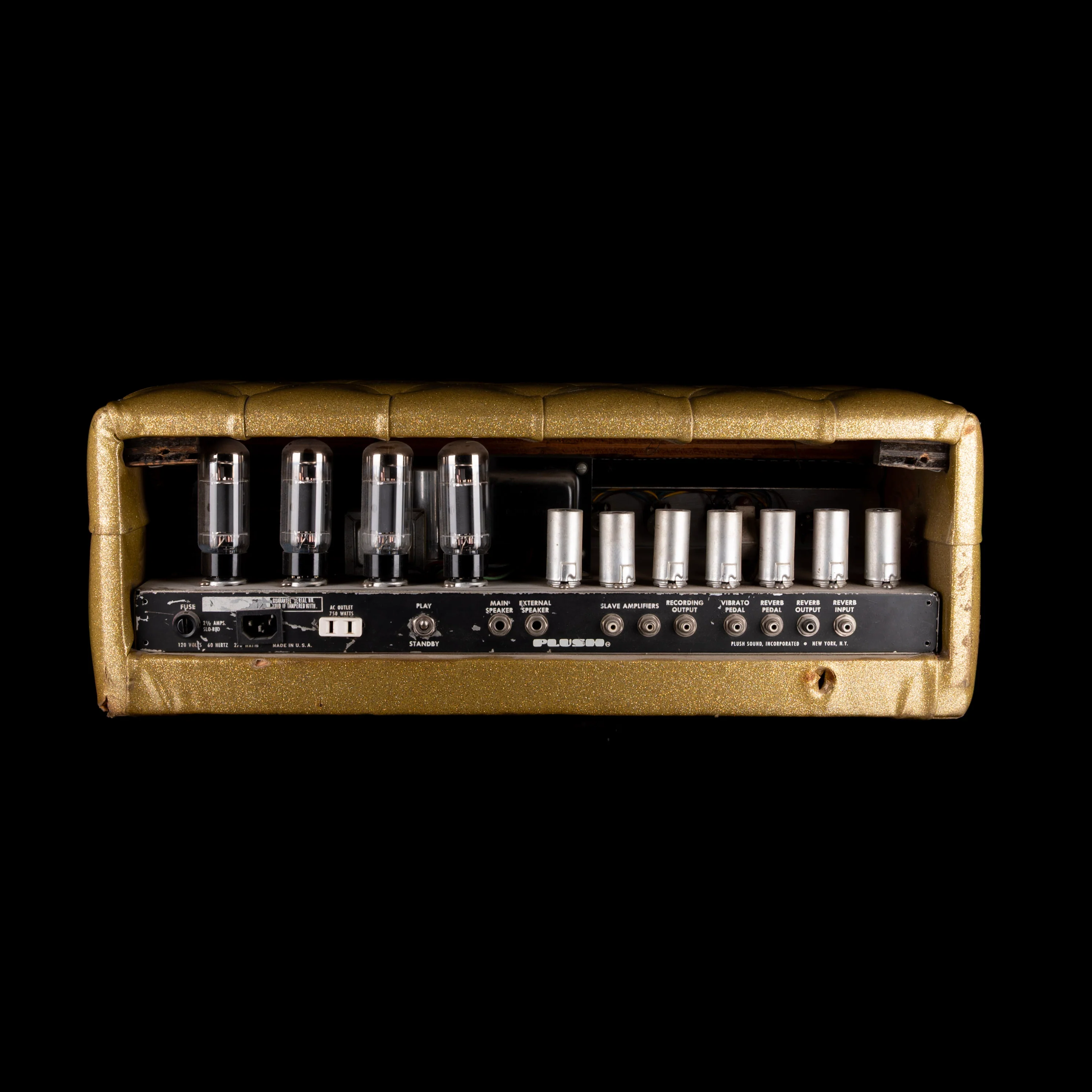 Used Vintage 1960's Plush P1000S Tuck & Roll Gold Tube Guitar Amp Head - Image 7