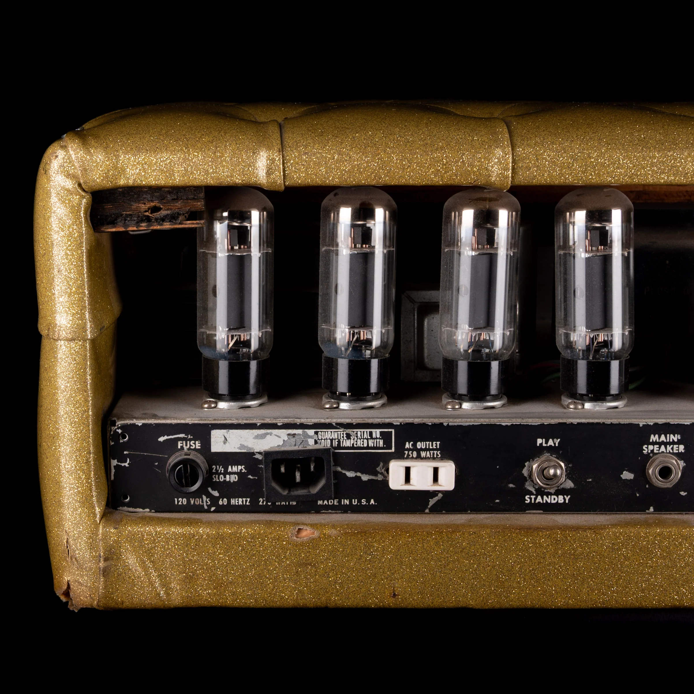Used Vintage 1960's Plush P1000S Tuck & Roll Gold Tube Guitar Amp Head - Image 8