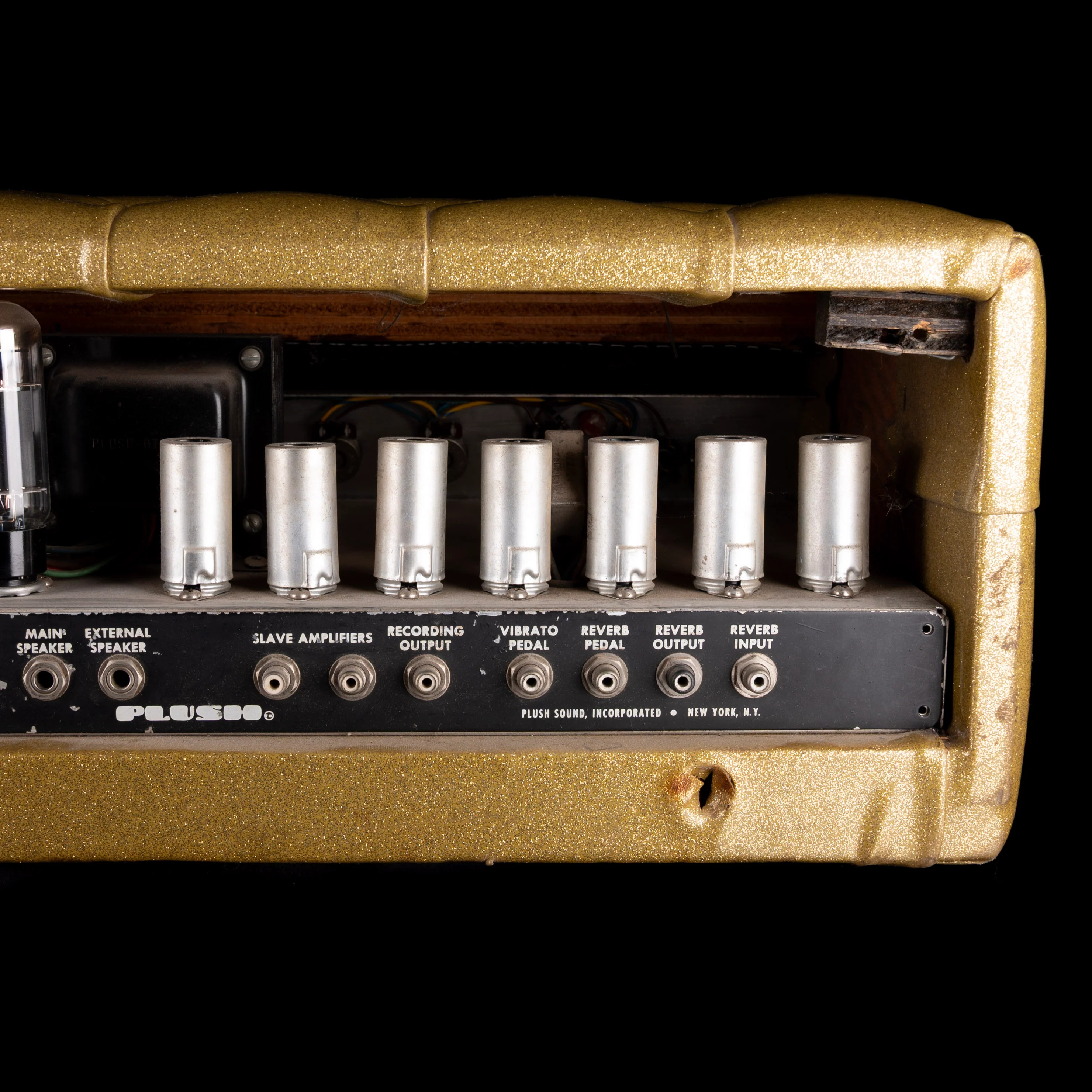 Used Vintage 1960's Plush P1000S Tuck & Roll Gold Tube Guitar Amp Head - Image 9