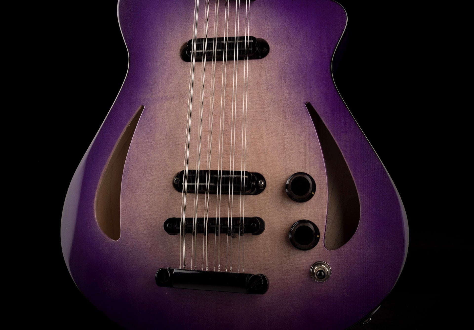 Veillette Aero 12-String Baritone 1/1 Custom Color UltraViolet Purpleburst W/Case - Image 6