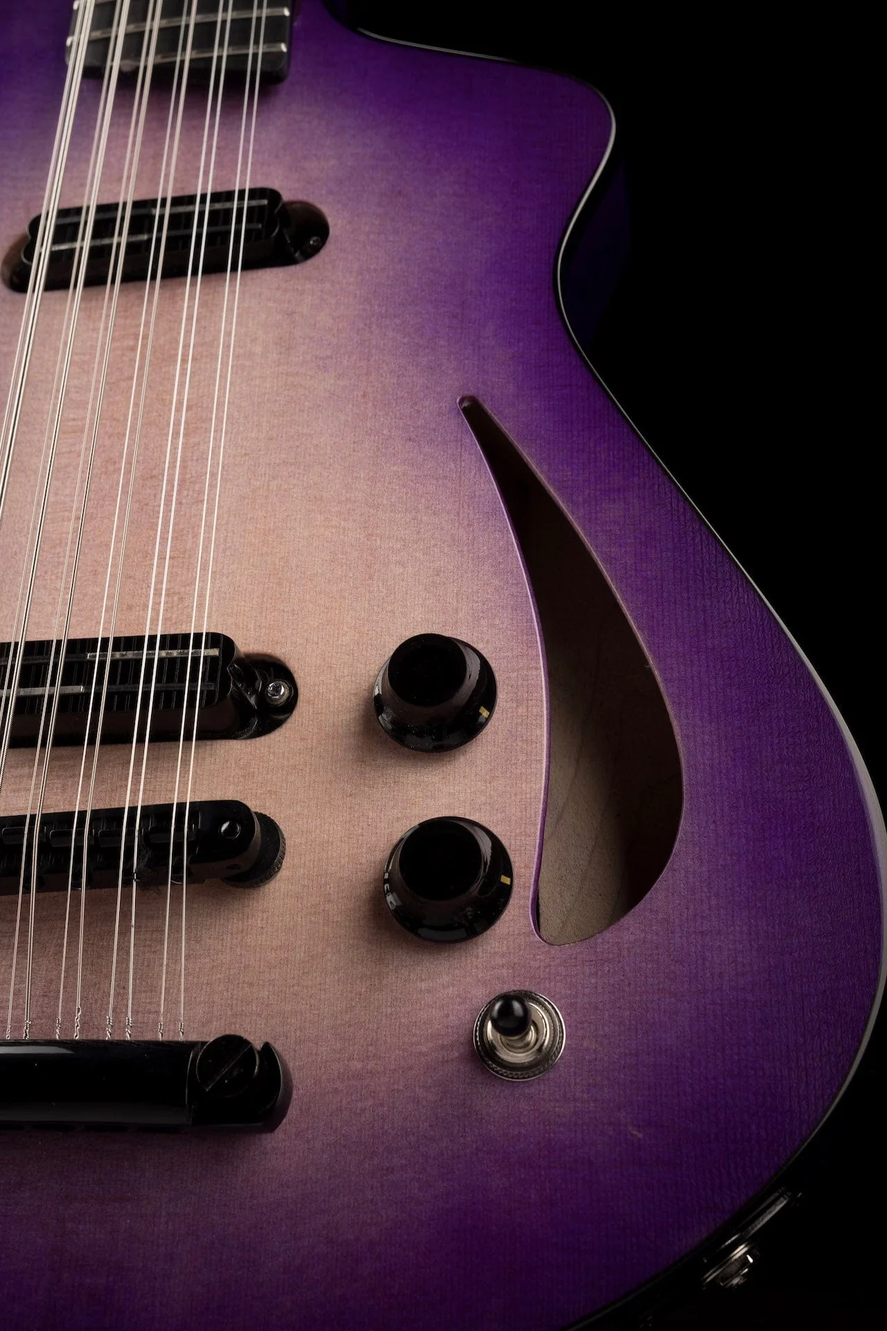 Veillette Aero 12-String Baritone 1/1 Custom Color UltraViolet Purpleburst W/Case - Image 8