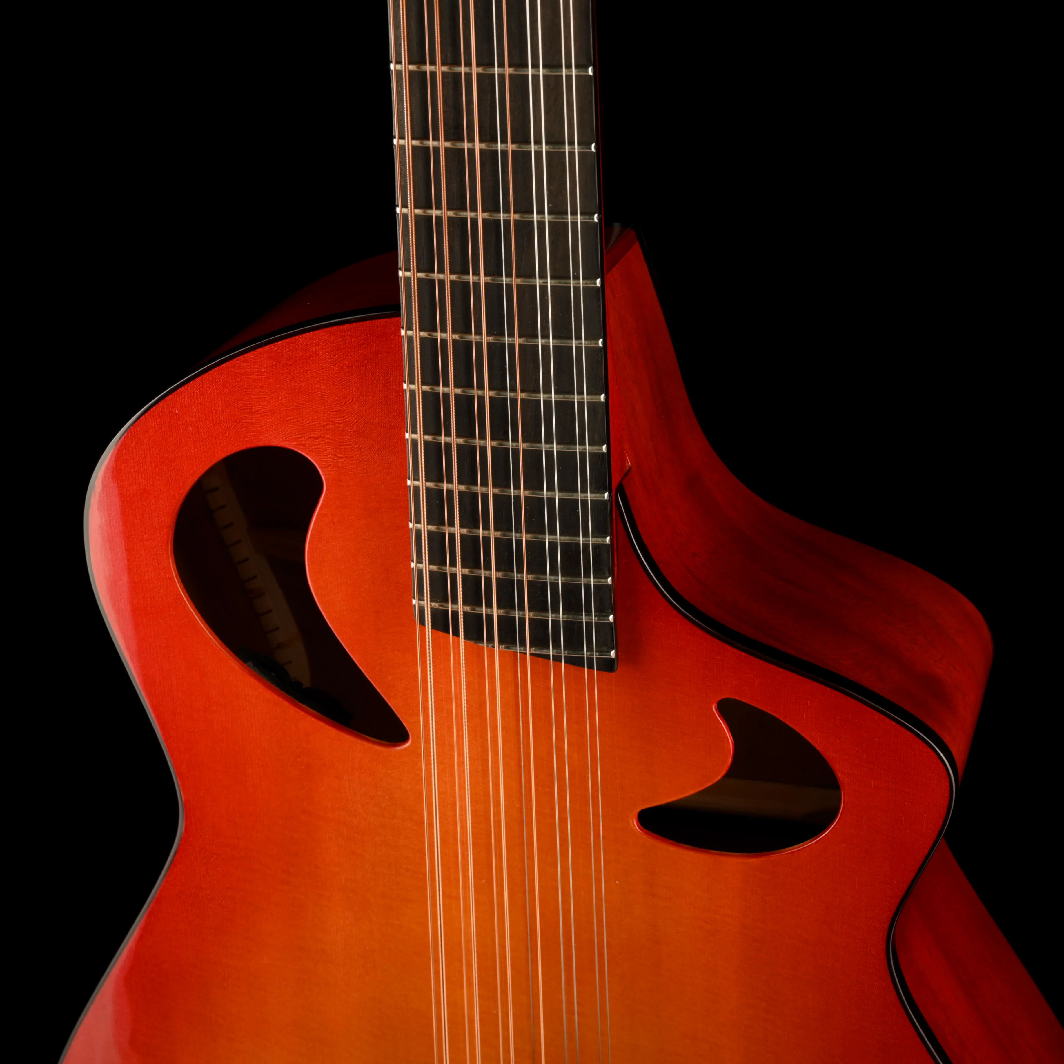 Veillette Grand 16" Baritone 12 String Acoustic Electric Guitar Cherry Sunburst with Case - Image 4