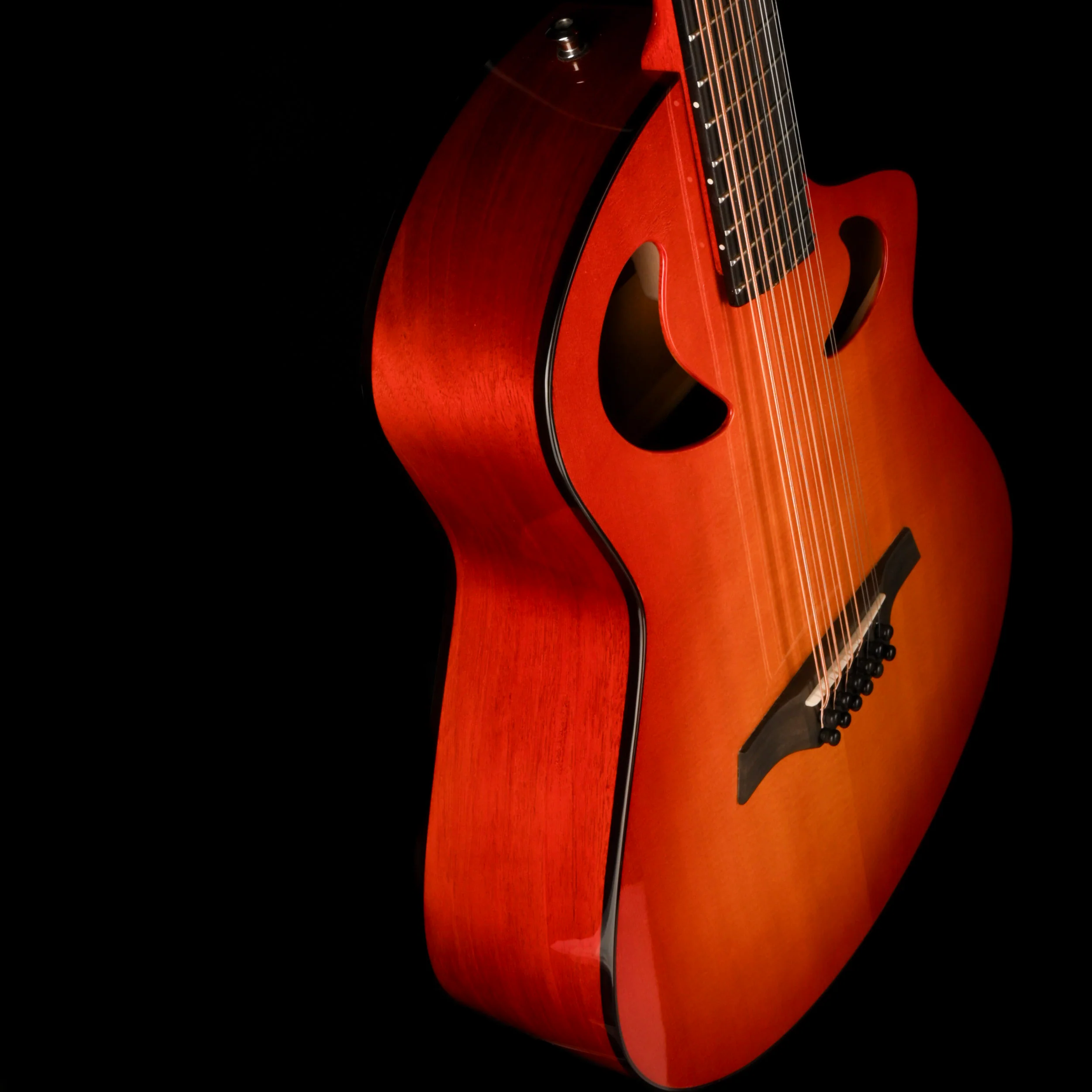 Veillette Grand 16" Baritone 12 String Acoustic Electric Guitar Cherry Sunburst with Case - Image 7