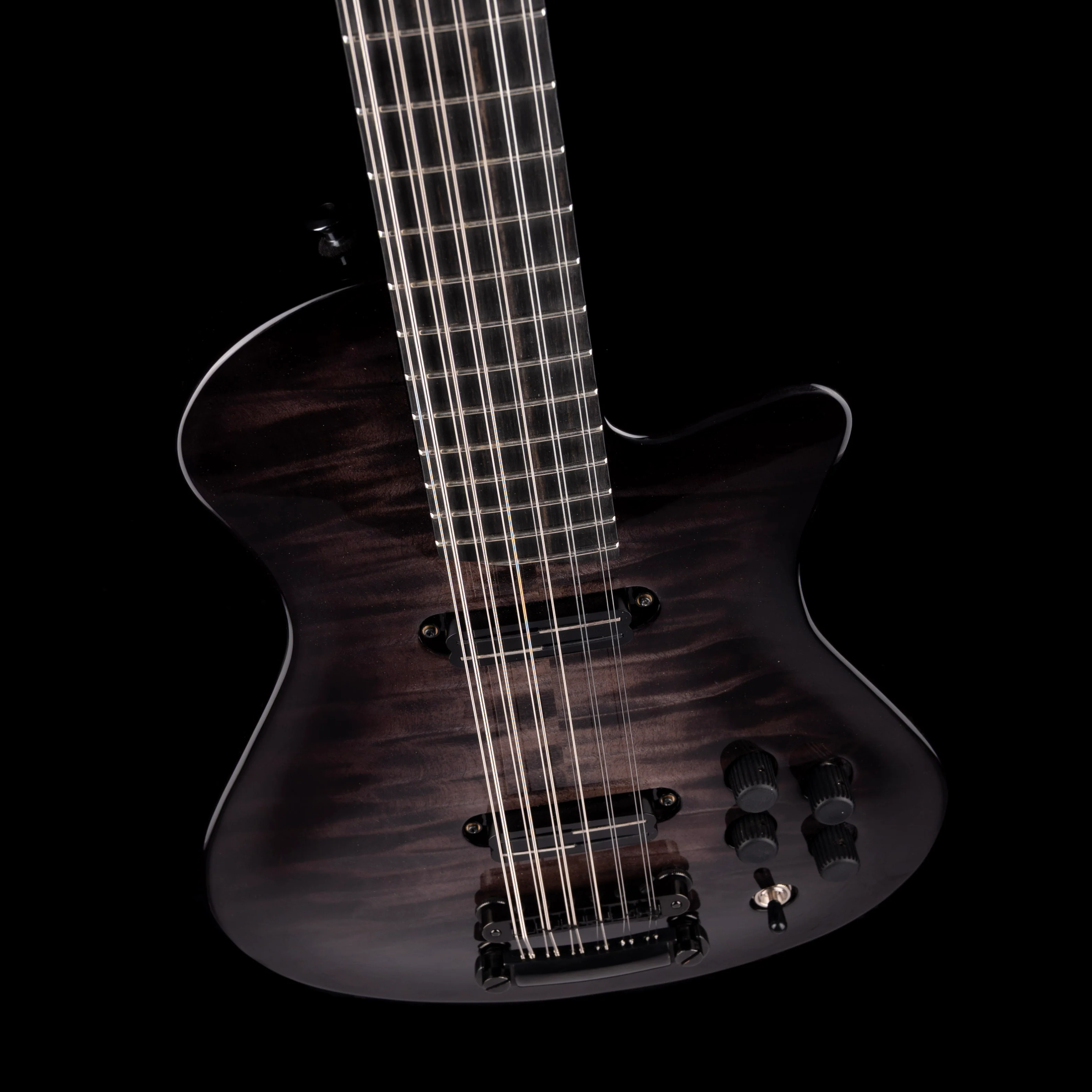 Veillette Swift Archtop 12-String Baritone Slash Specs Trans Black Electric Guitar - Image 3
