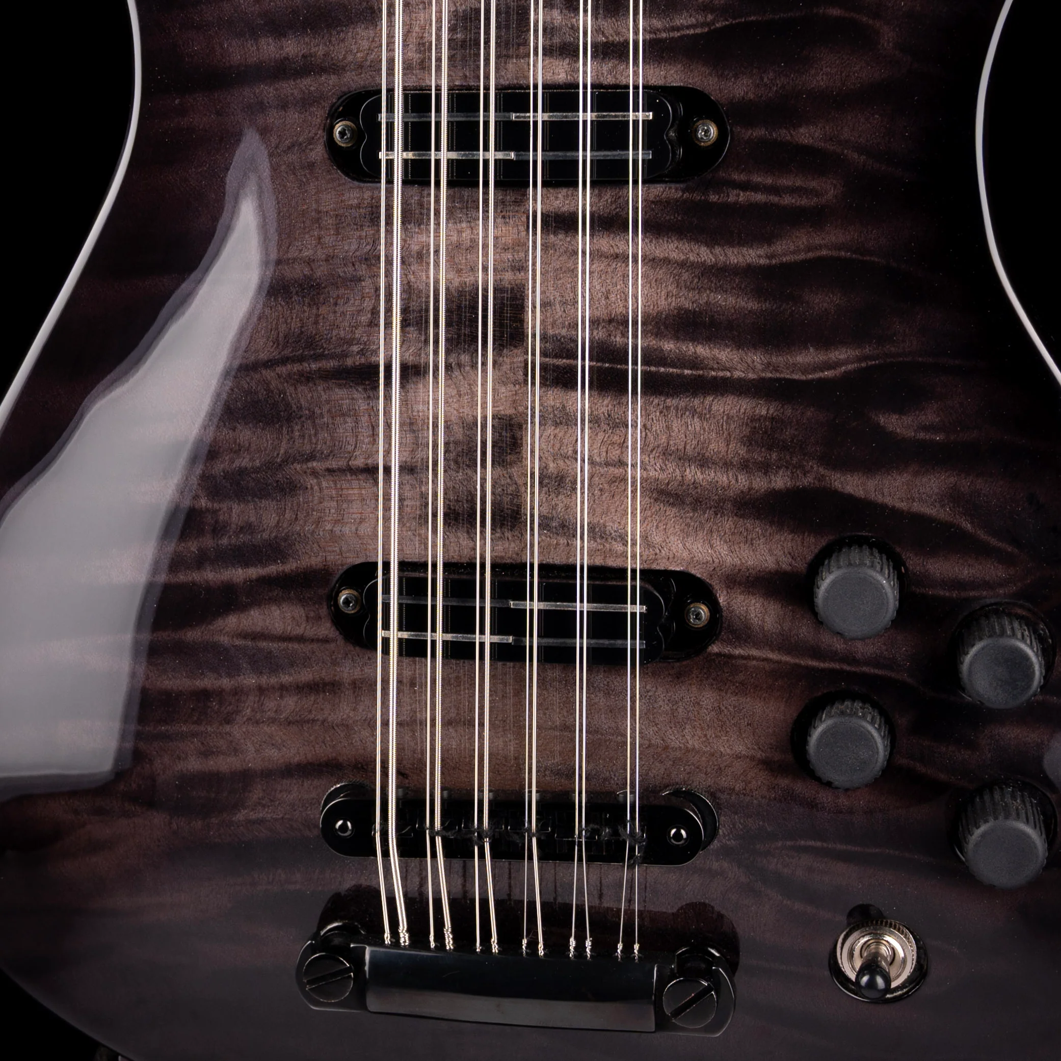 Veillette Swift Archtop 12-String Baritone Slash Specs Trans Black Electric Guitar - Image 4