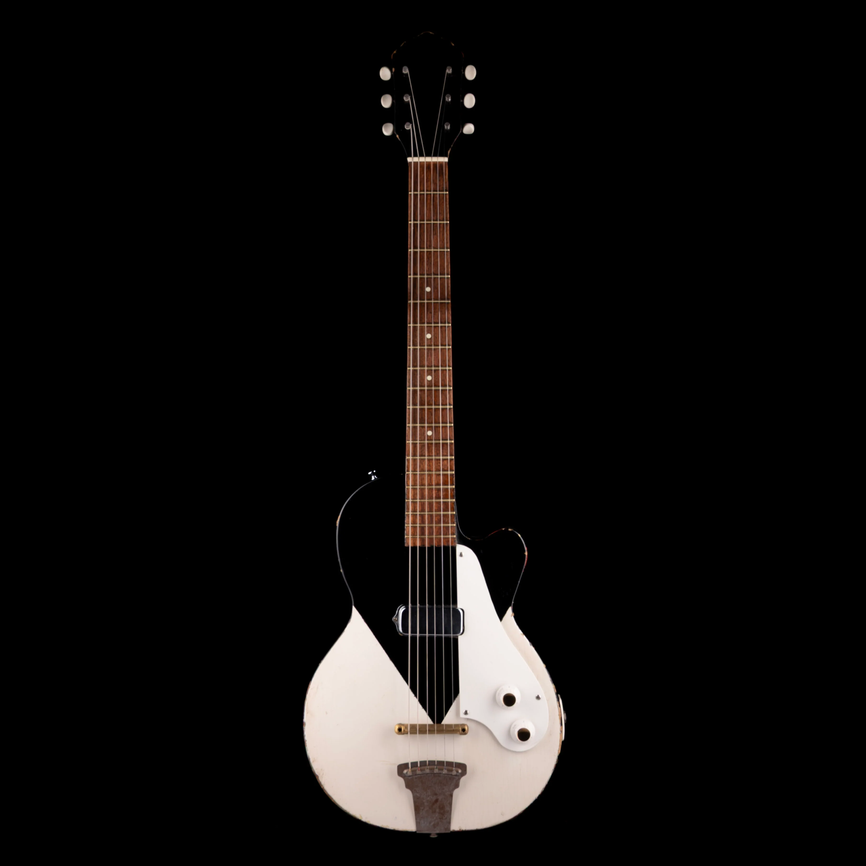 Vintage 1954-58 Kay K-136 Black & White Electric Guitar with Gig Bag - Image 2