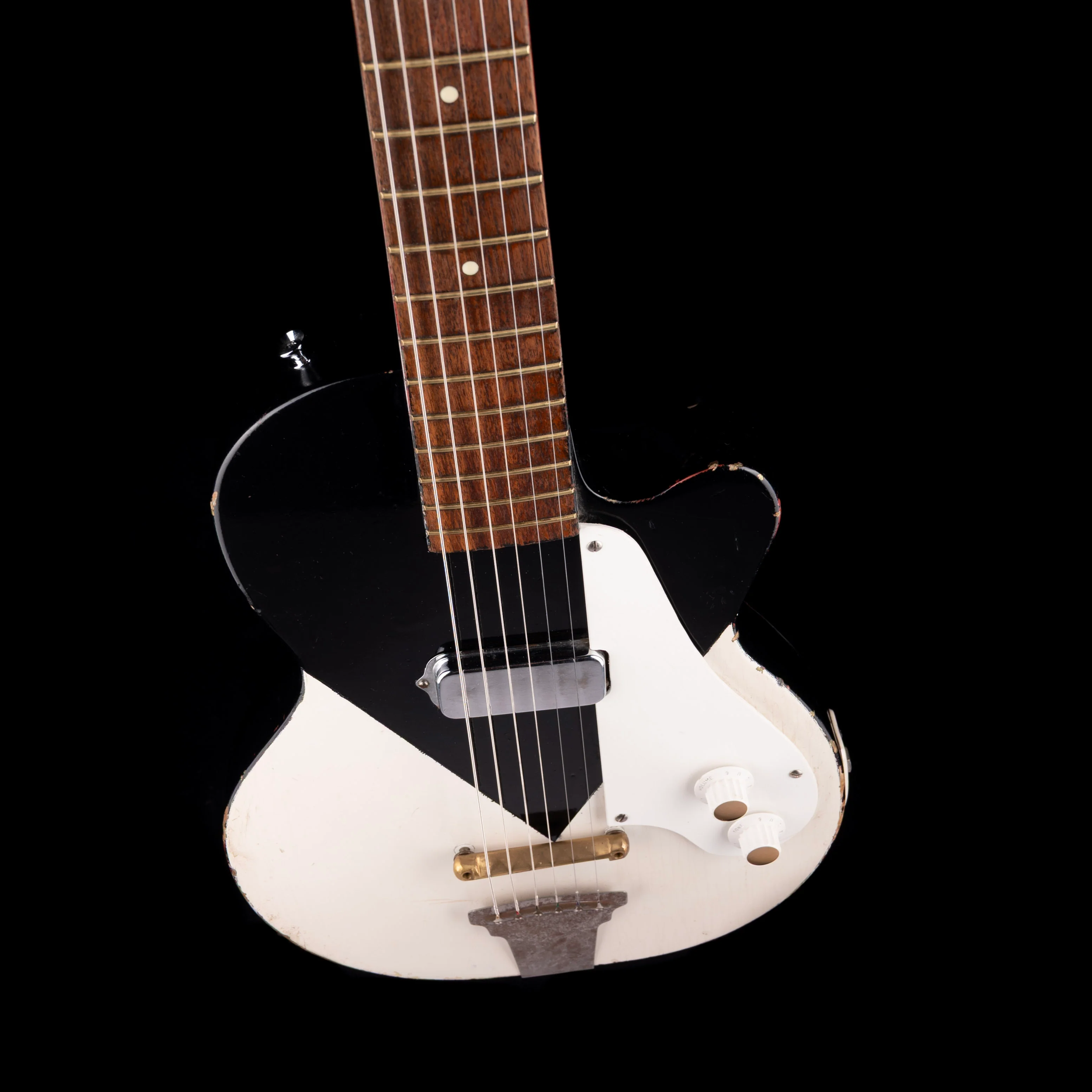Vintage 1954-58 Kay K-136 Black & White Electric Guitar with Gig Bag - Image 3
