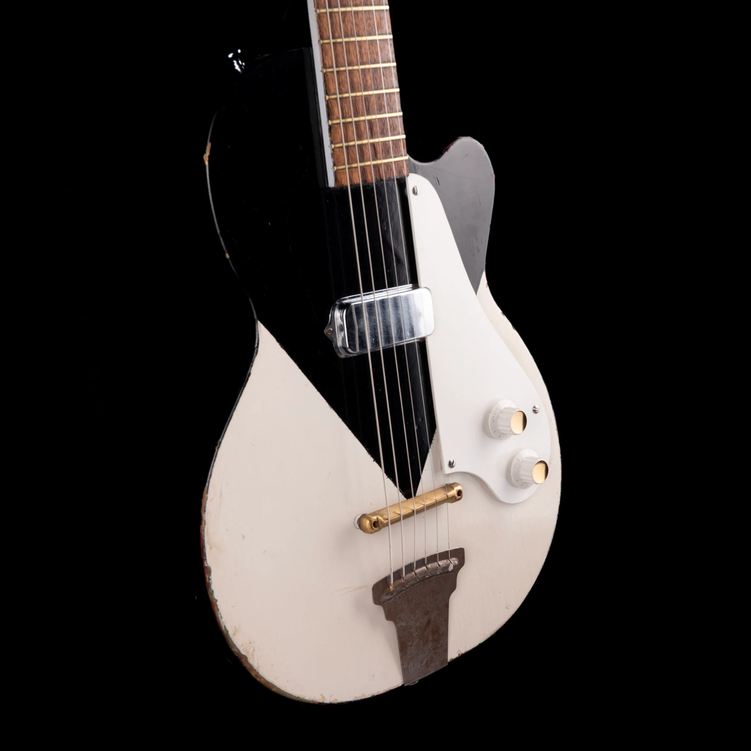 Vintage 1954-58 Kay K-136 Black & White Electric Guitar with Gig Bag - Image 8