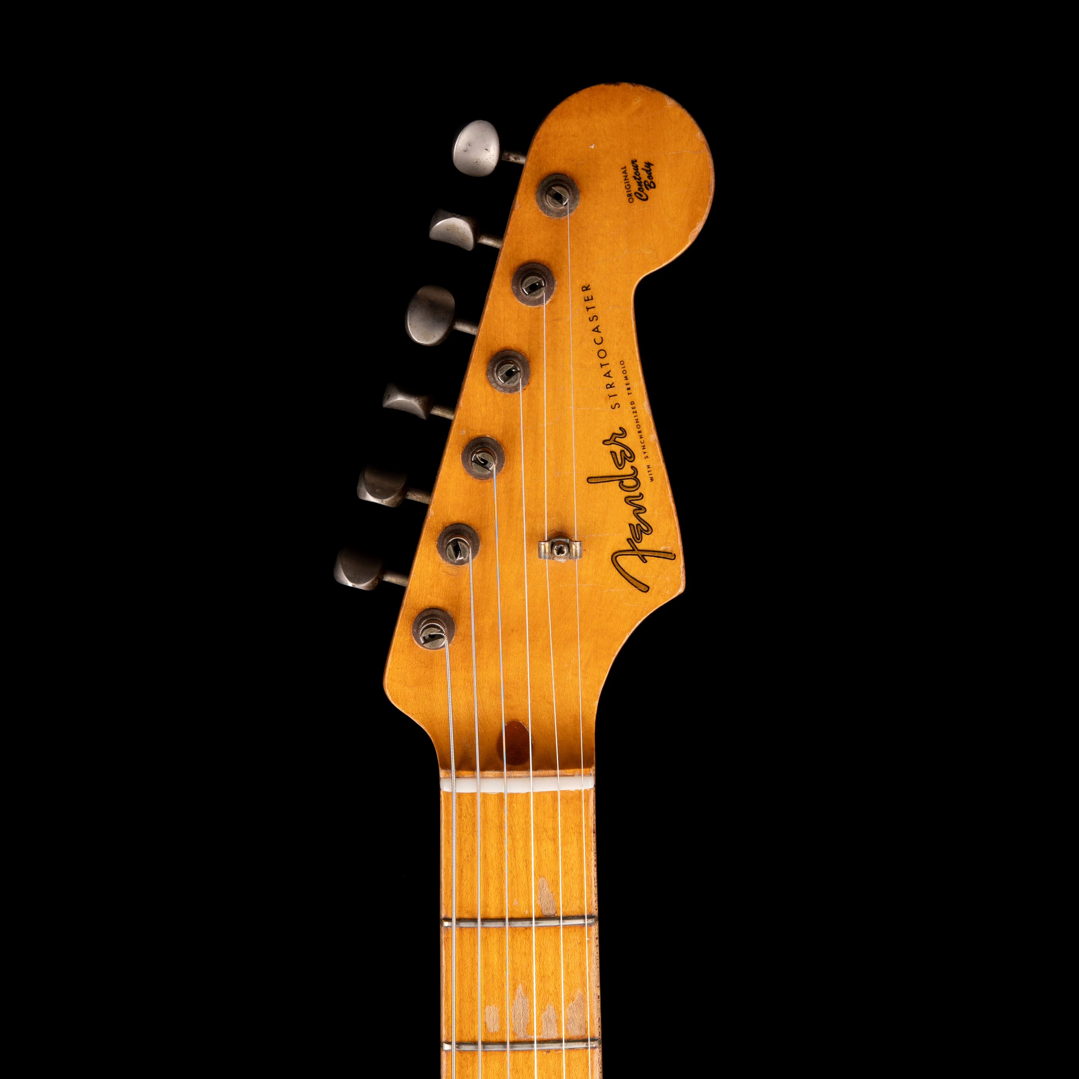 Vintage 1955 Fender Stratocaster Refinished Gold With Case Owned by Bobby Lewis - Image 11