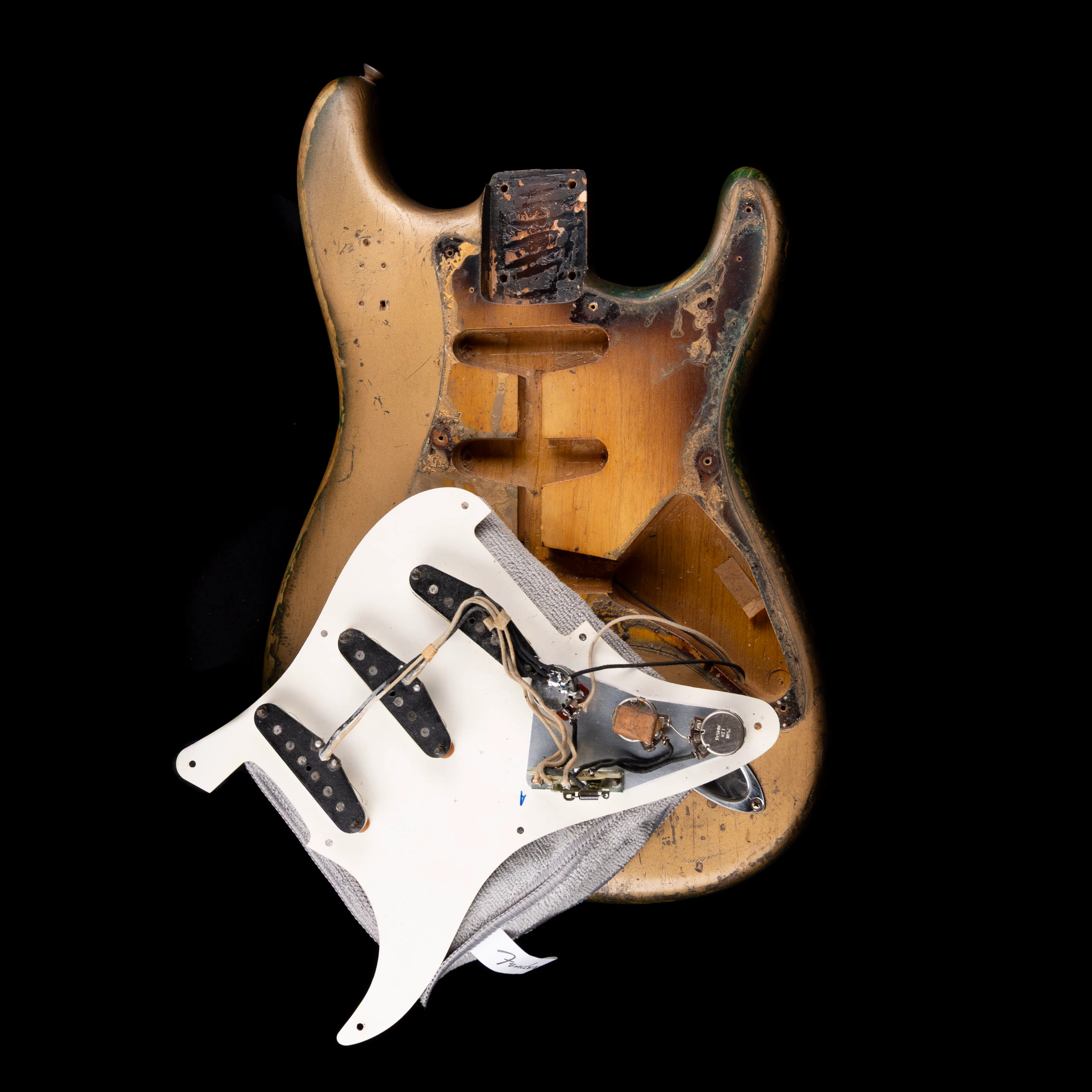 Vintage 1955 Fender Stratocaster Refinished Gold With Case Owned by Bobby Lewis - Image 16