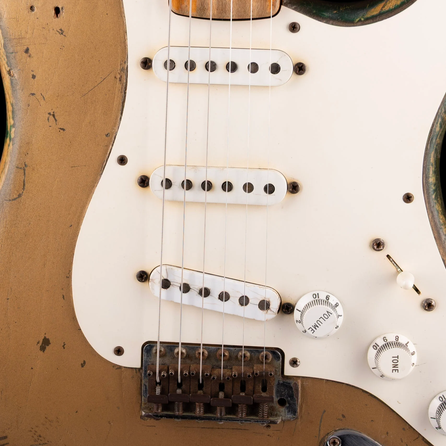 Vintage 1955 Fender Stratocaster Refinished Gold With Case Owned by Bobby Lewis - Image 3