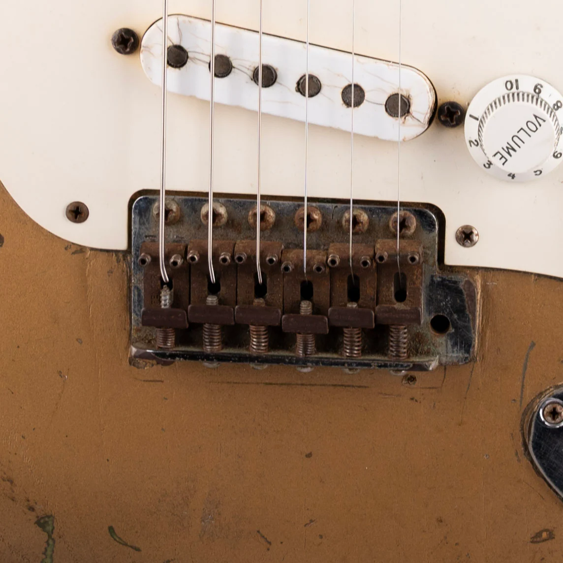 Vintage 1955 Fender Stratocaster Refinished Gold With Case Owned by Bobby Lewis - Image 5