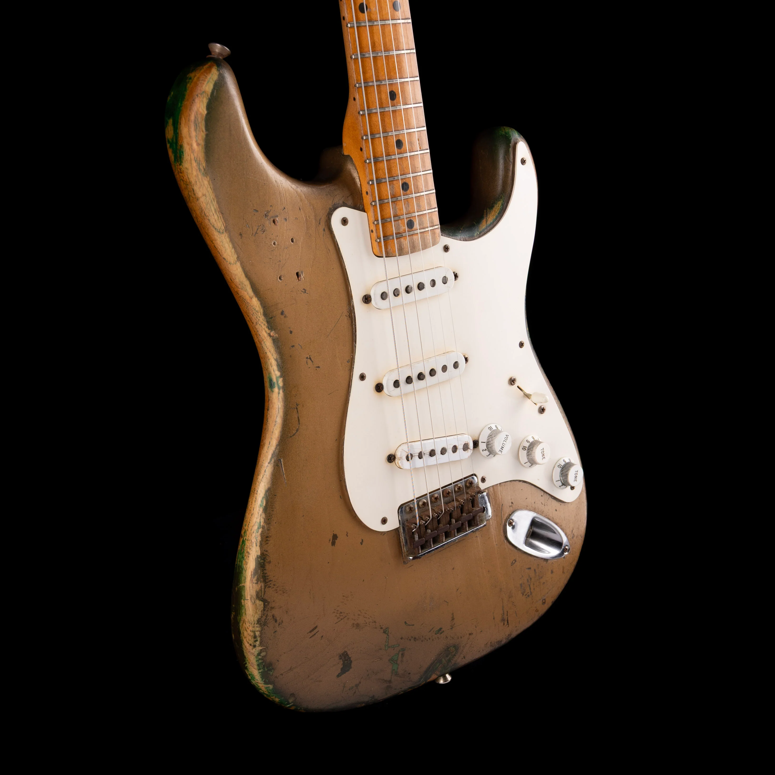 Vintage 1955 Fender Stratocaster Refinished Gold With Case Owned by Bobby Lewis - Image 6