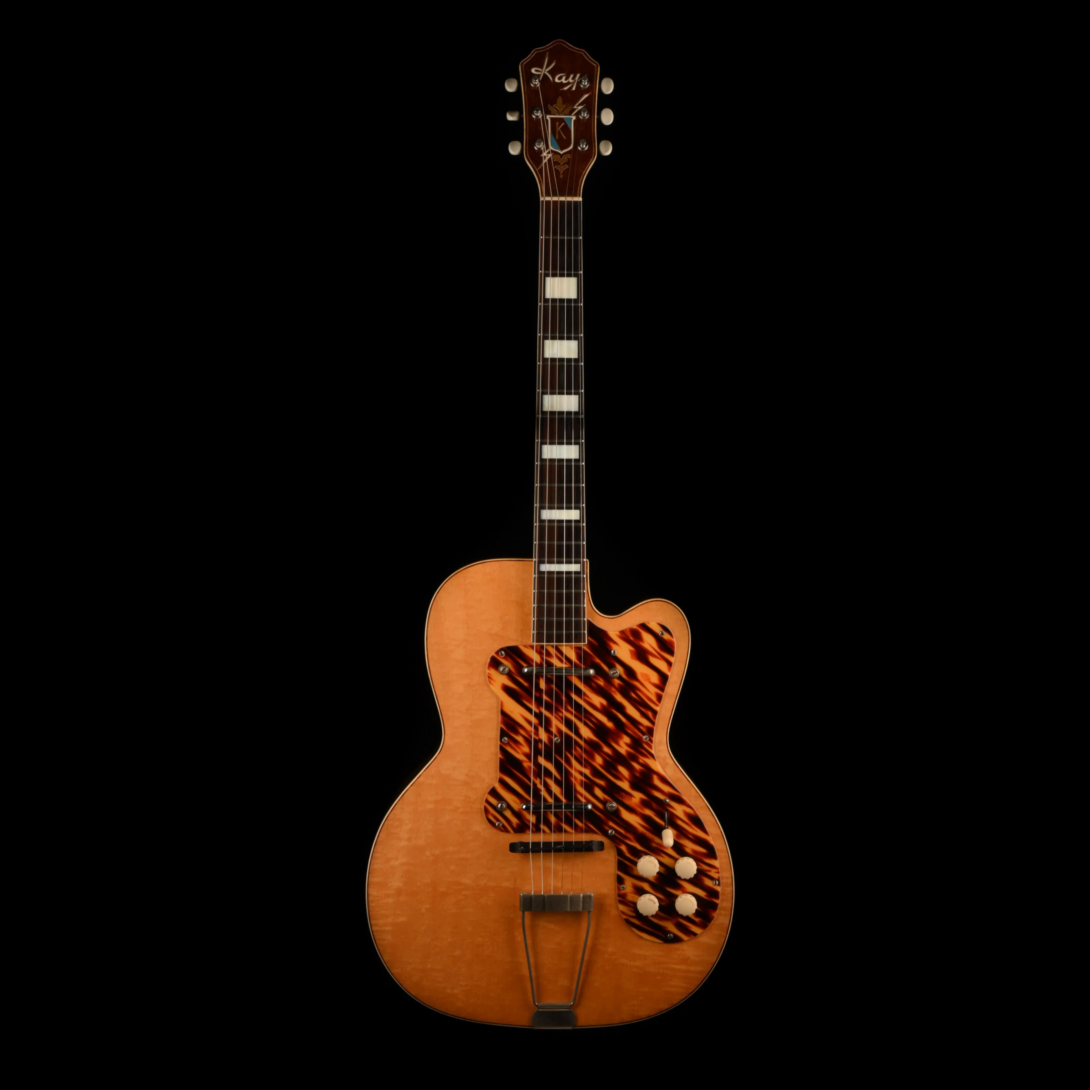 Vintage 1955 Kay Thin Twin Blonde Electric Guitar With OHSC - Image 2