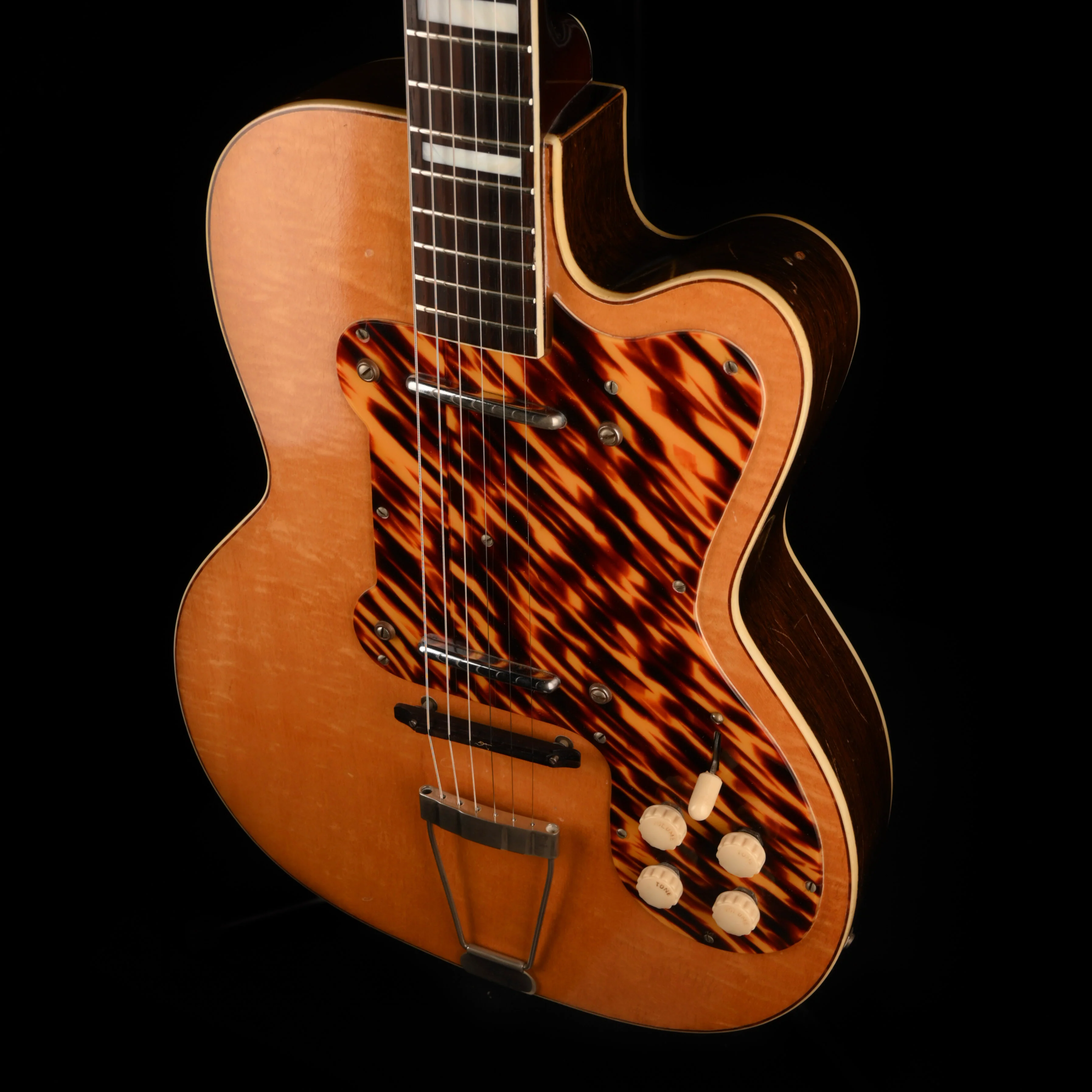 Vintage 1955 Kay Thin Twin Blonde Electric Guitar With OHSC - Image 3