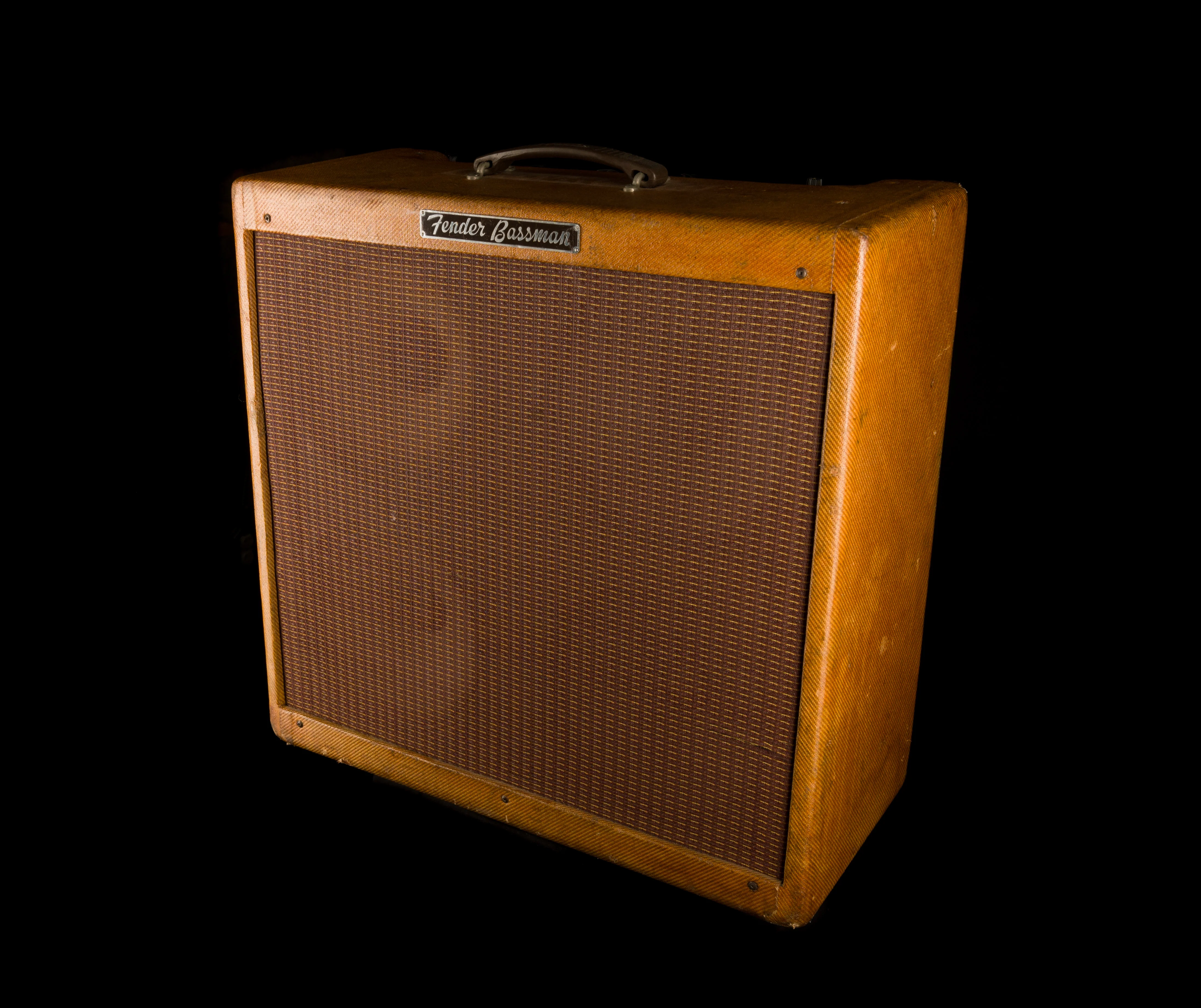Vintage 1960 Fender Bassman Tweed Guitar Amp Combo with Cover - Image 2