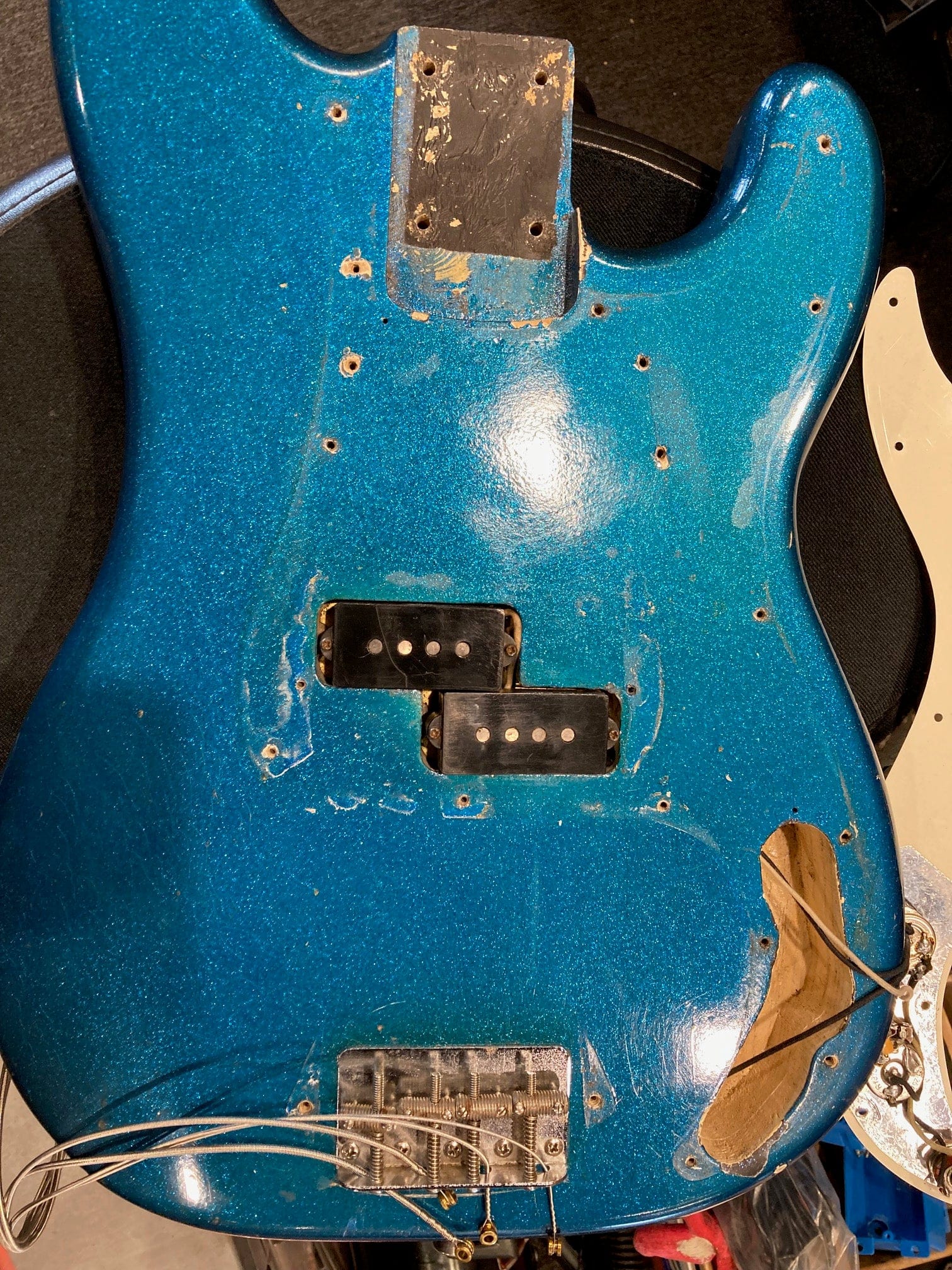 Vintage 1961 Fender Precision Bass Refinished Blue Sparkle With OHSC - Image 21